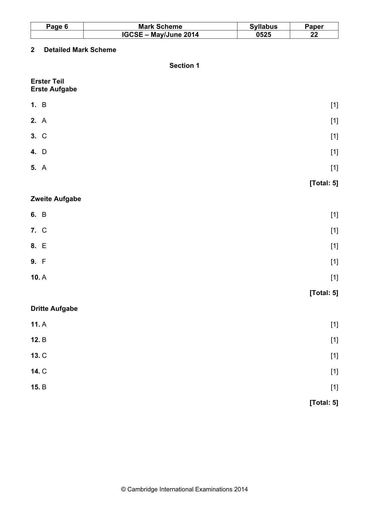 Mark scheme, page 6 of 14