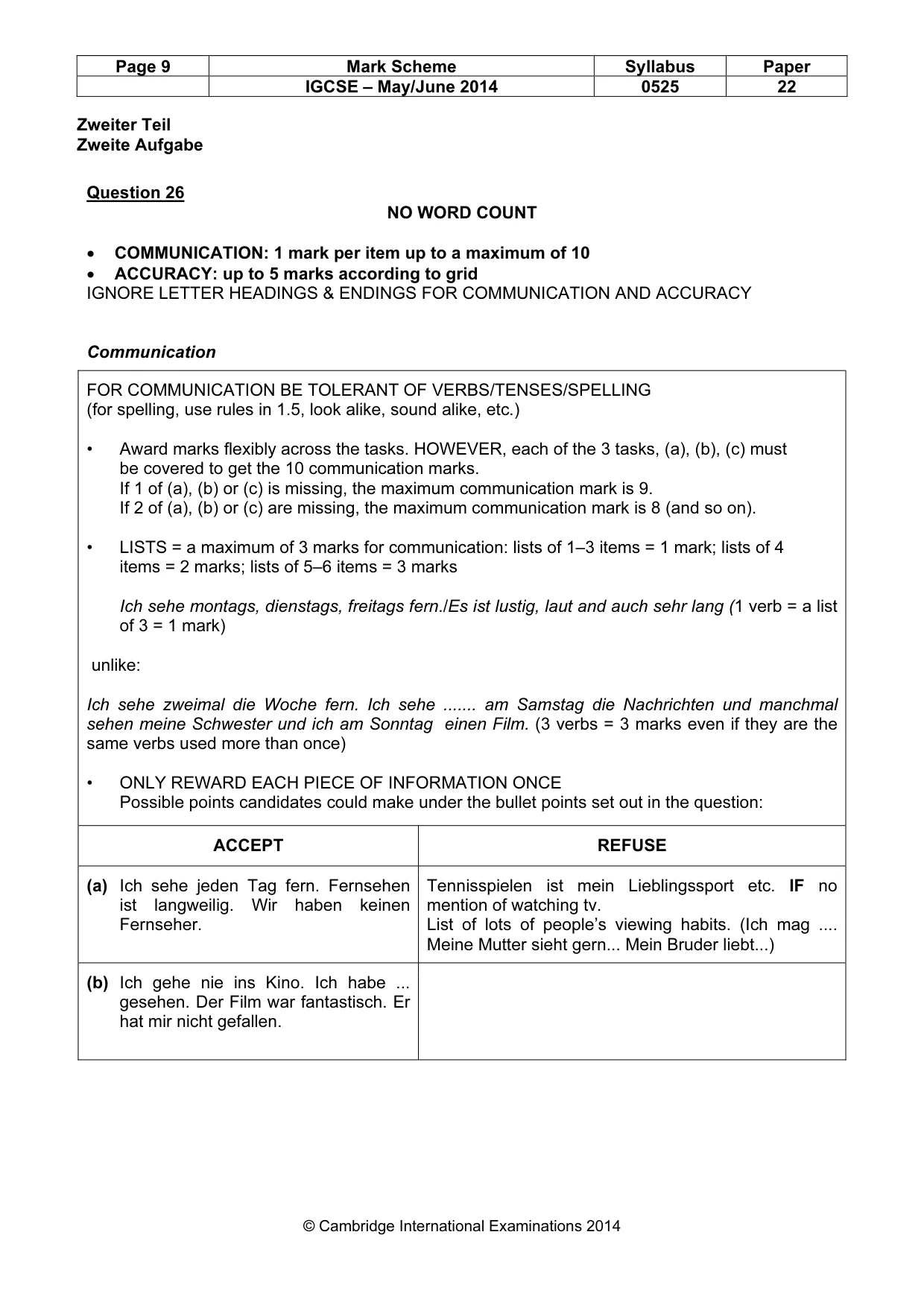 Mark scheme, page 9 of 14