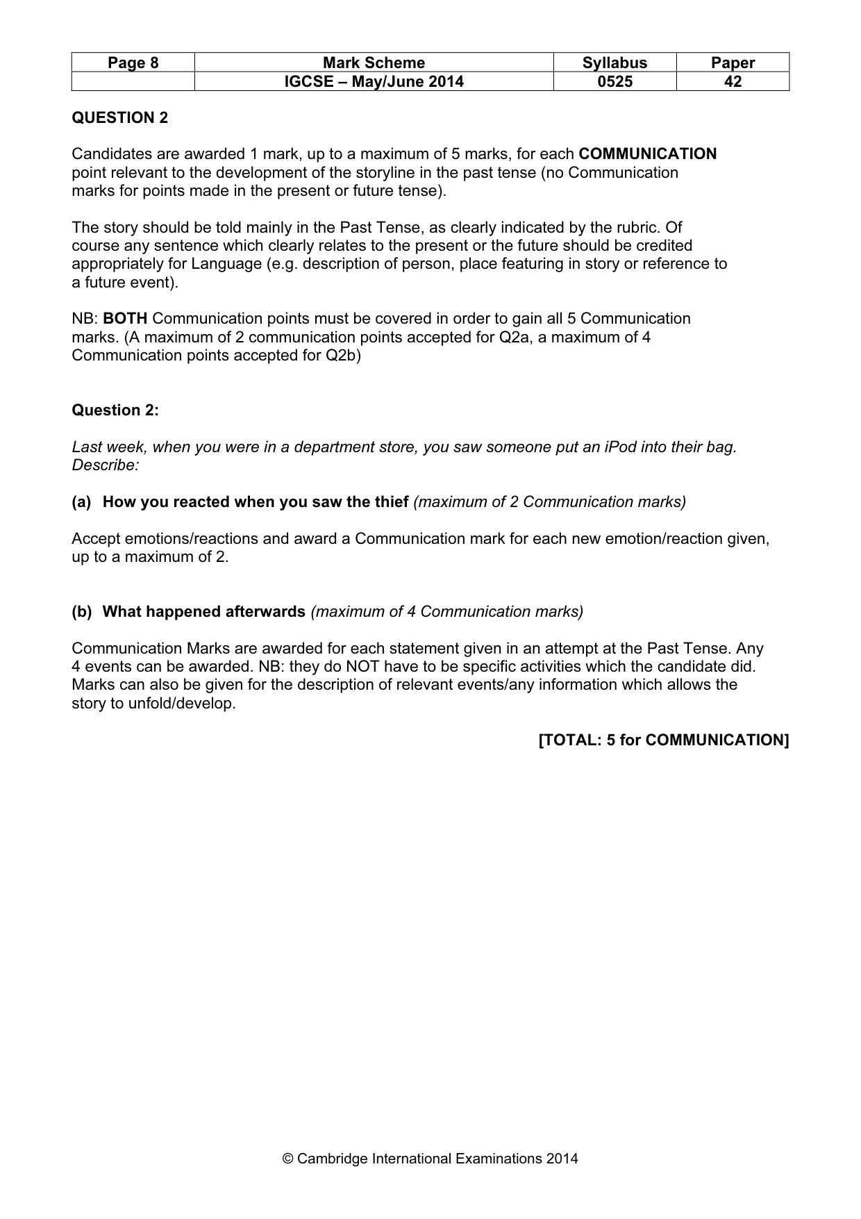 Mark scheme, page 8 of 21