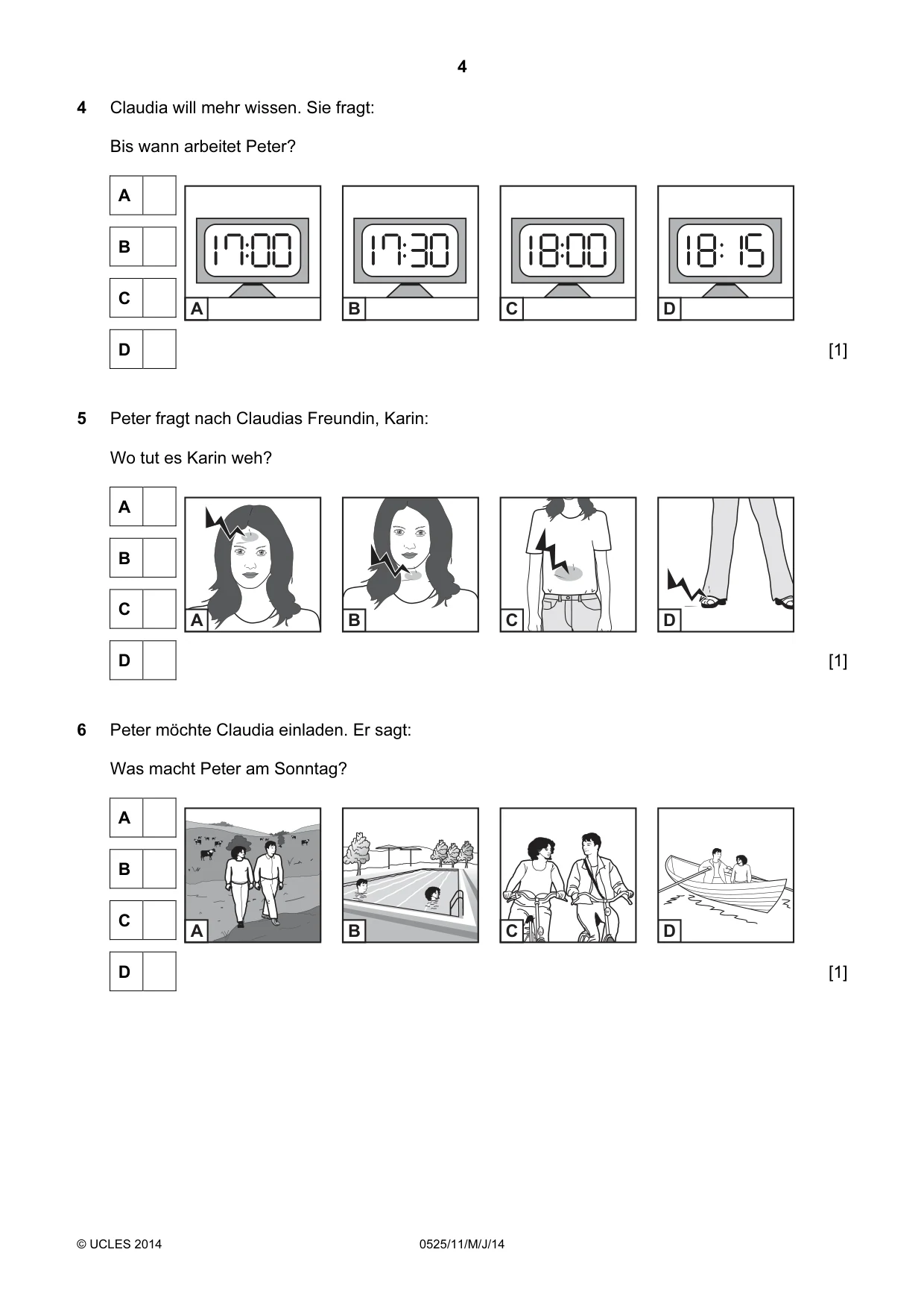 Cambridge IGCSE German - Foreign Language 0525 2014 May/June Paper 1 · Variant 1 question paper, page 4 of 16