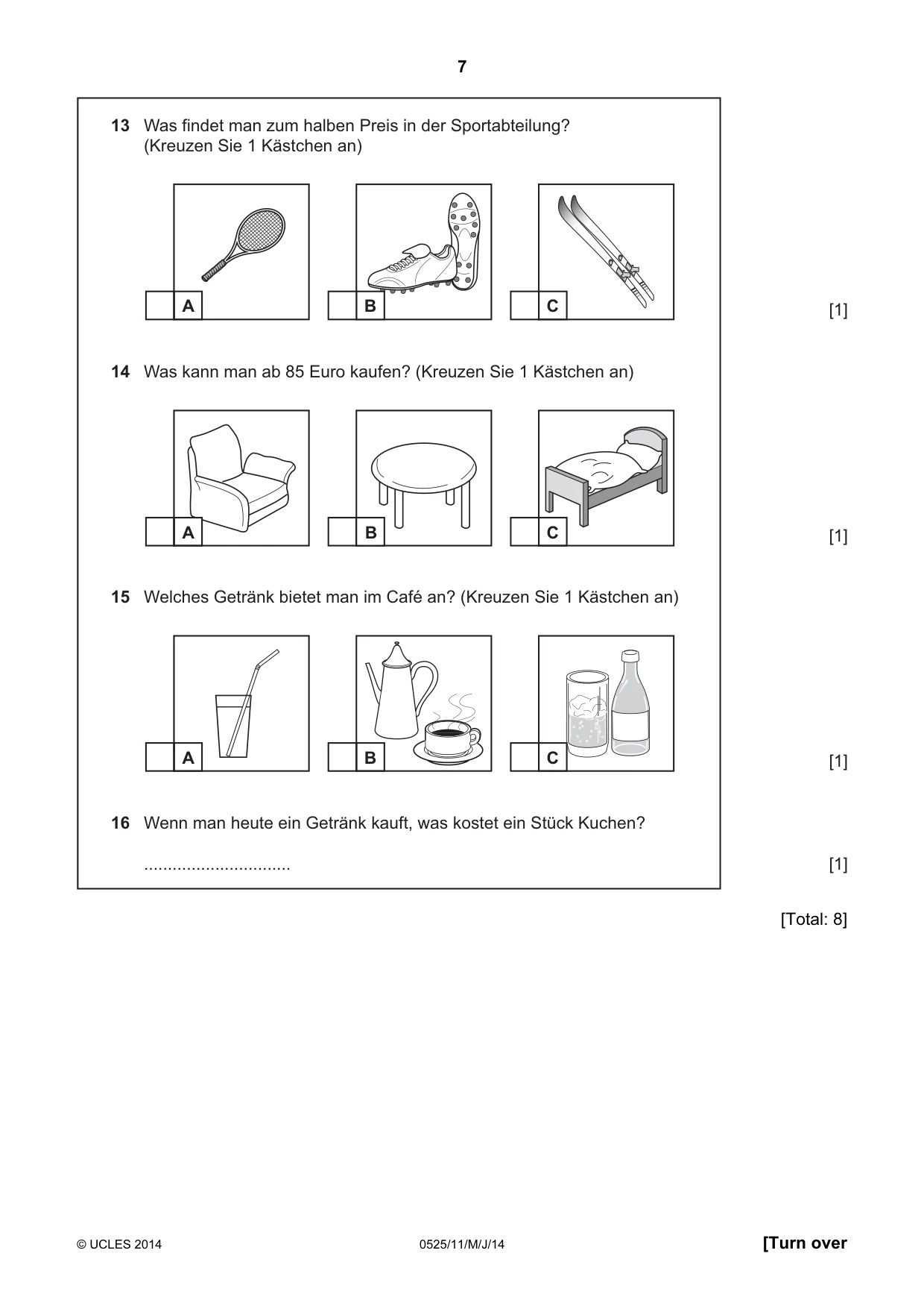 Cambridge IGCSE German - Foreign Language 0525 2014 May/June Paper 1 · Variant 1 question paper, page 7 of 16