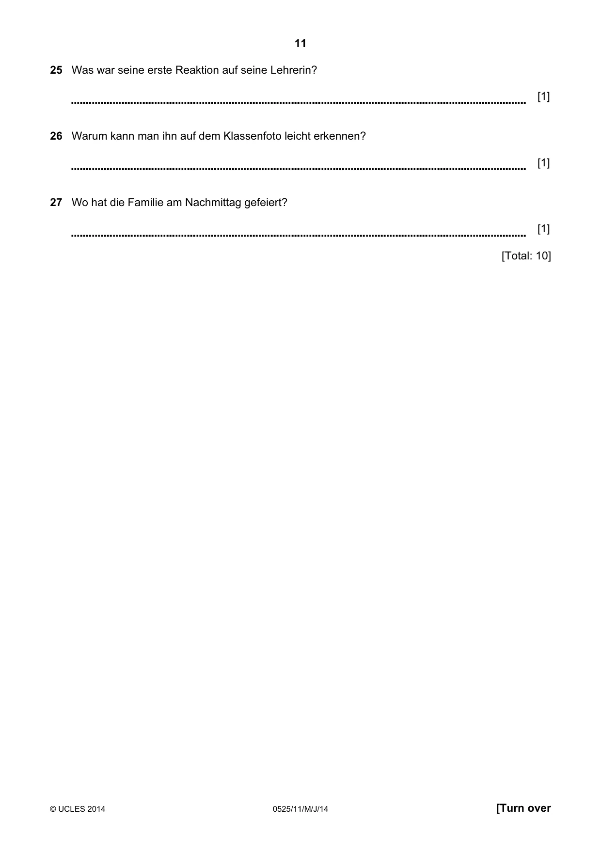 Cambridge IGCSE German - Foreign Language 0525 2014 May/June Paper 1 · Variant 1 question paper, page 11 of 16