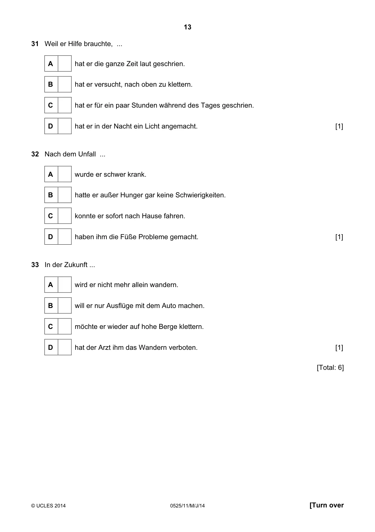 Cambridge IGCSE German - Foreign Language 0525 2014 May/June Paper 1 · Variant 1 question paper, page 13 of 16