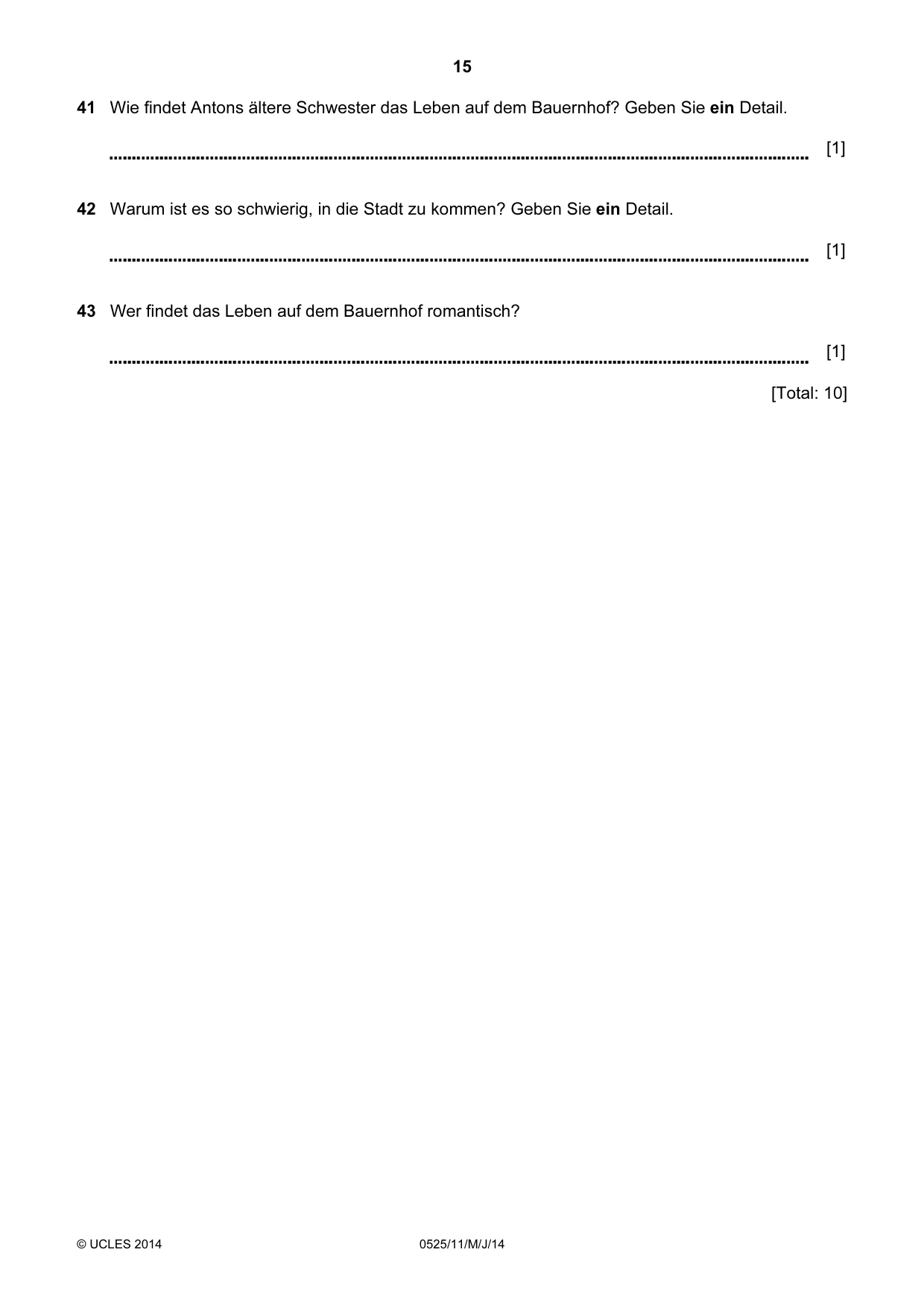 Cambridge IGCSE German - Foreign Language 0525 2014 May/June Paper 1 · Variant 1 question paper, page 15 of 16