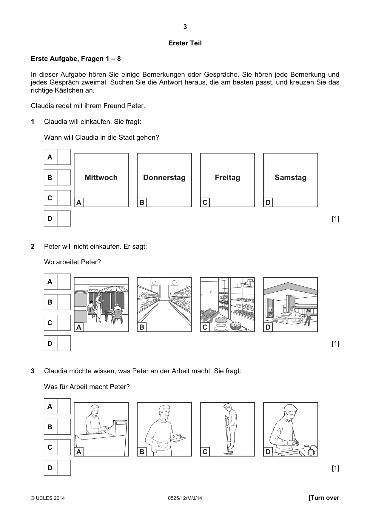 Cambridge IGCSE German - Foreign Language 0525 2014 May/June Paper 1 · Variant 2 question paper, page 3 of 16
