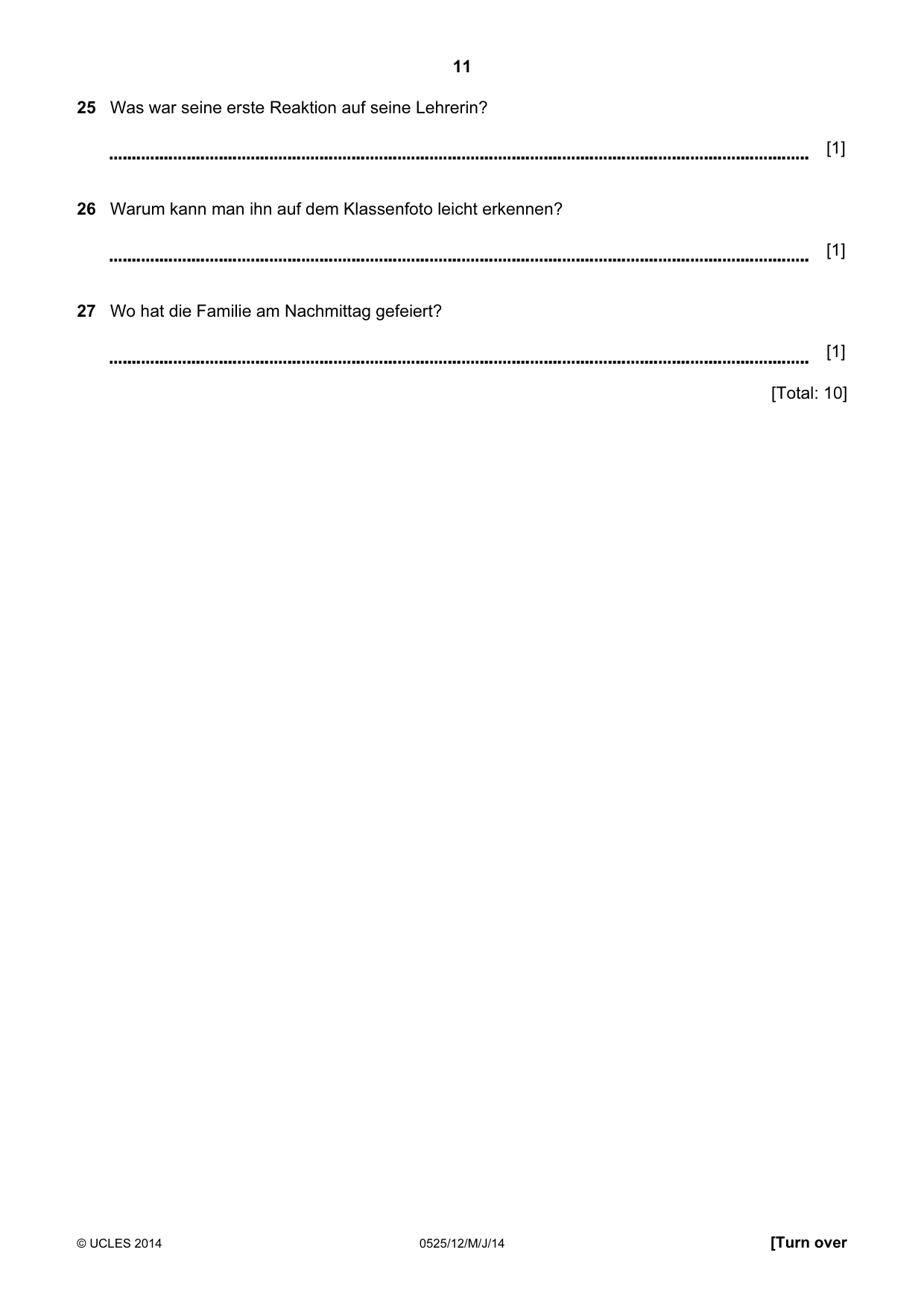 Cambridge IGCSE German - Foreign Language 0525 2014 May/June Paper 1 · Variant 2 question paper, page 11 of 16