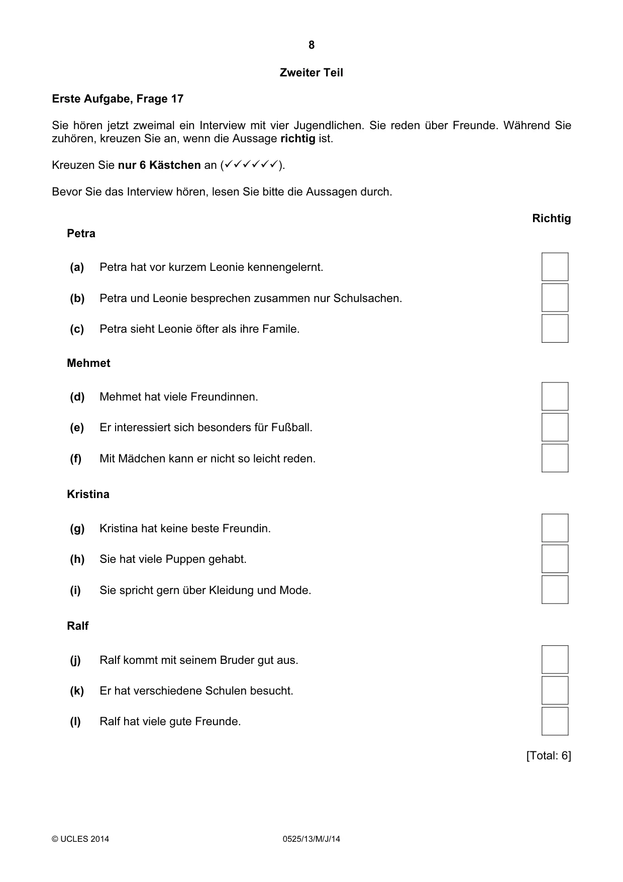 Cambridge IGCSE German - Foreign Language 0525 2014 May/June Paper 1 · Variant 3 question paper, page 8 of 16