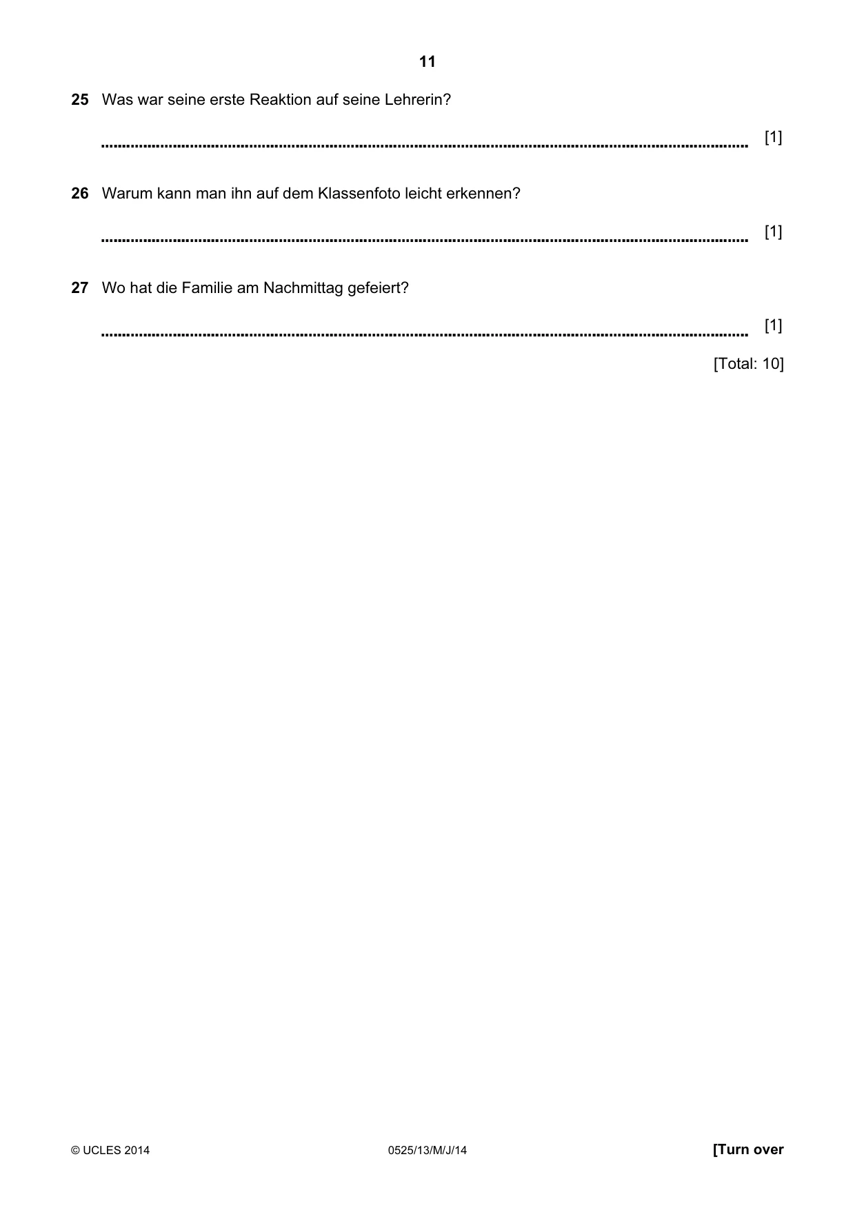 Cambridge IGCSE German - Foreign Language 0525 2014 May/June Paper 1 · Variant 3 question paper, page 11 of 16