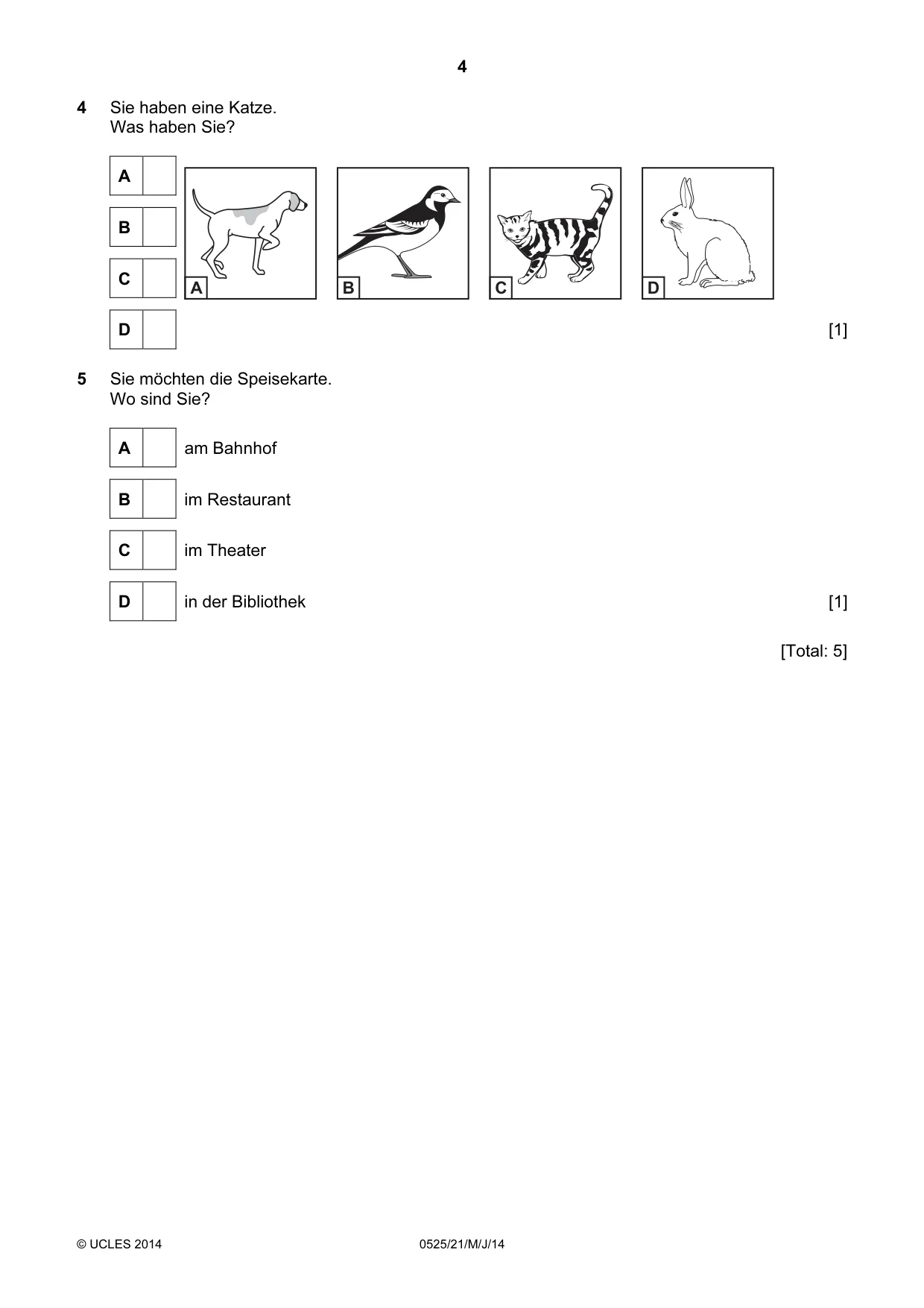 Cambridge IGCSE German - Foreign Language 0525 2014 May/June Paper 2 · Variant 1 question paper, page 4 of 20