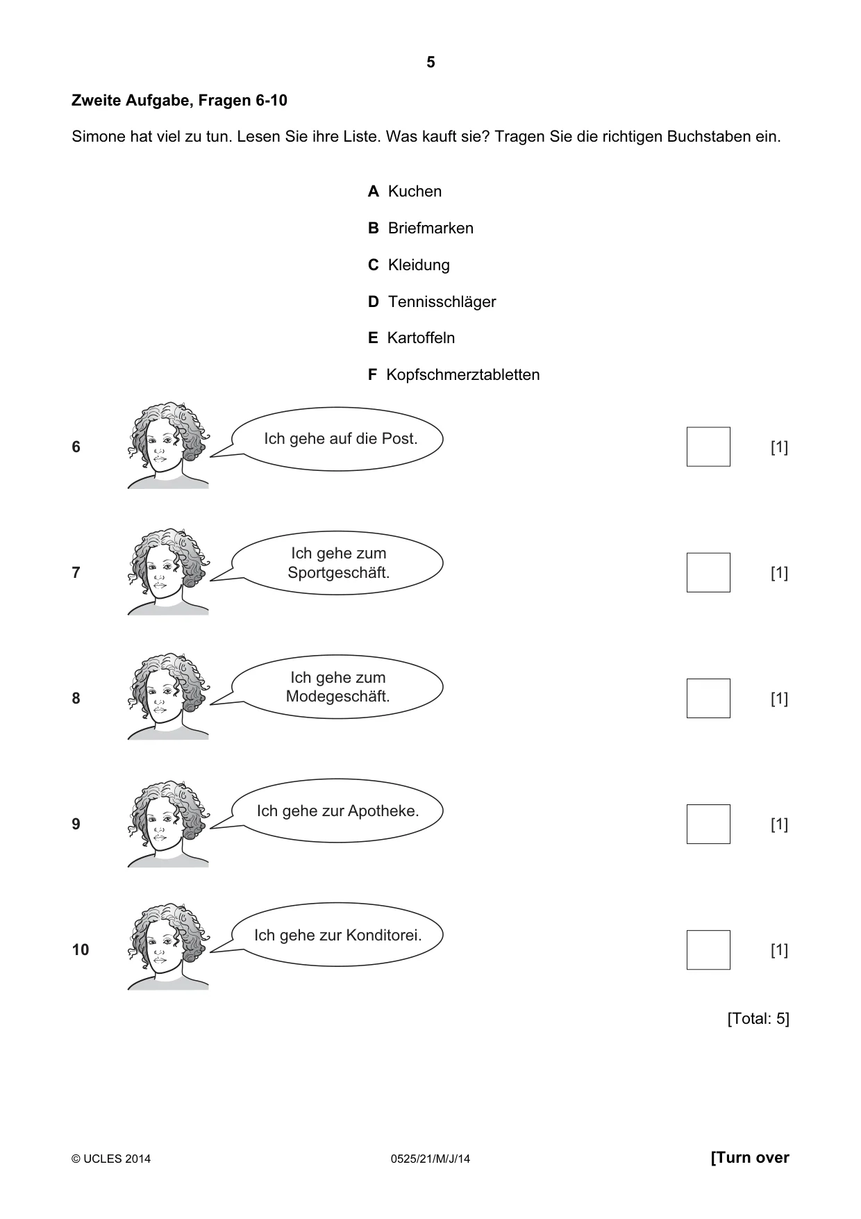 Cambridge IGCSE German - Foreign Language 0525 2014 May/June Paper 2 · Variant 1 question paper, page 5 of 20