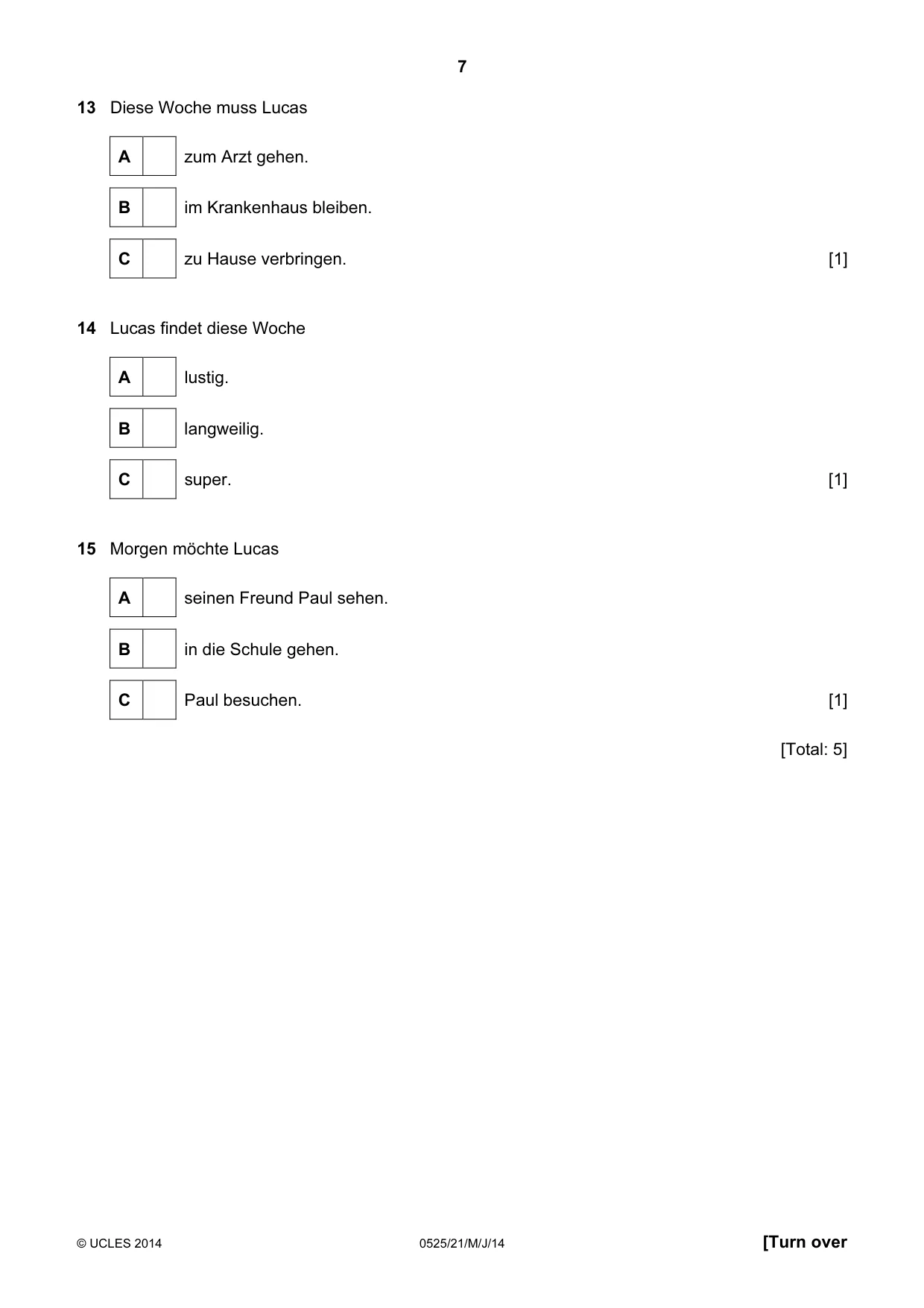 Cambridge IGCSE German - Foreign Language 0525 2014 May/June Paper 2 · Variant 1 question paper, page 7 of 20