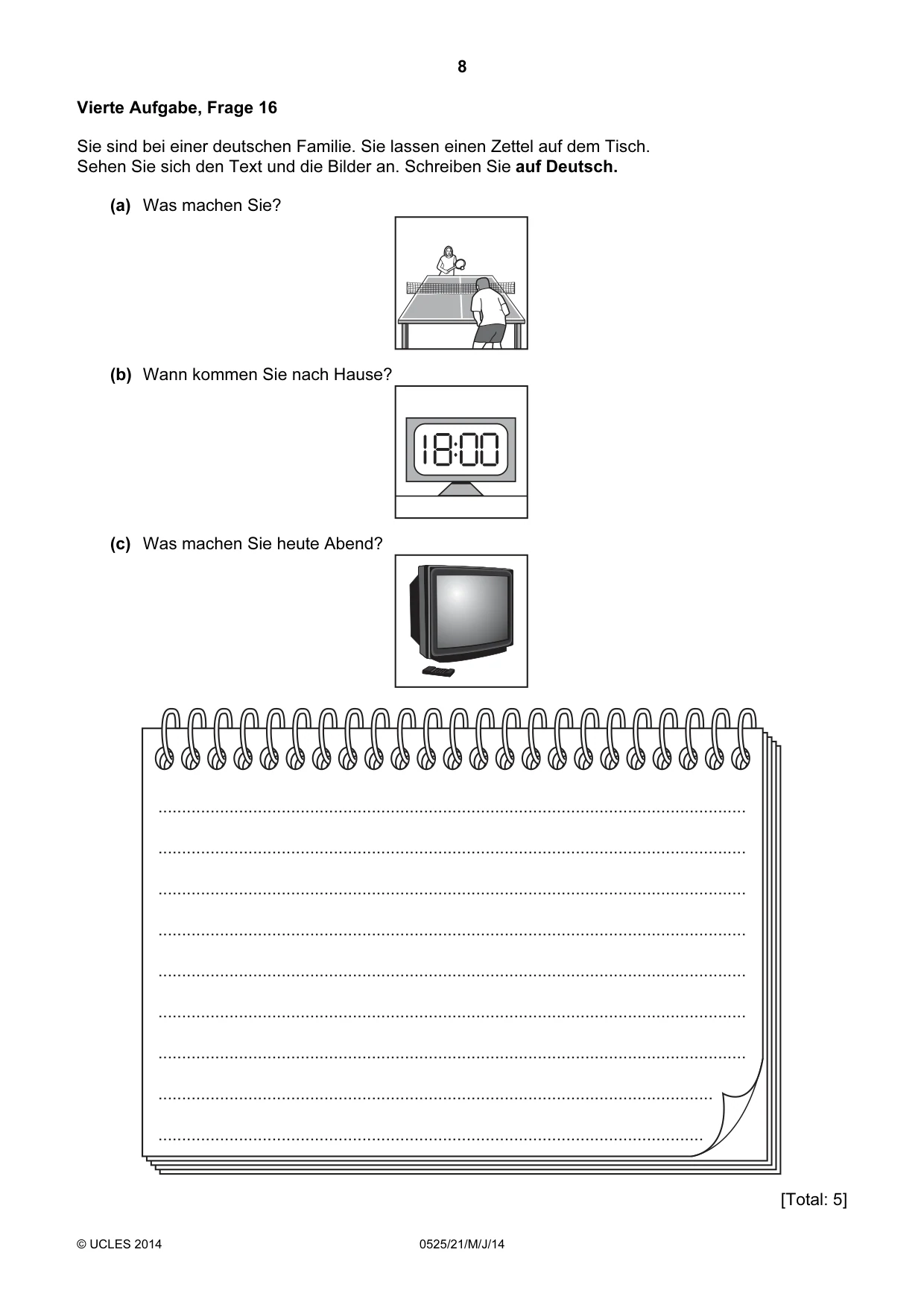 Cambridge IGCSE German - Foreign Language 0525 2014 May/June Paper 2 · Variant 1 question paper, page 8 of 20