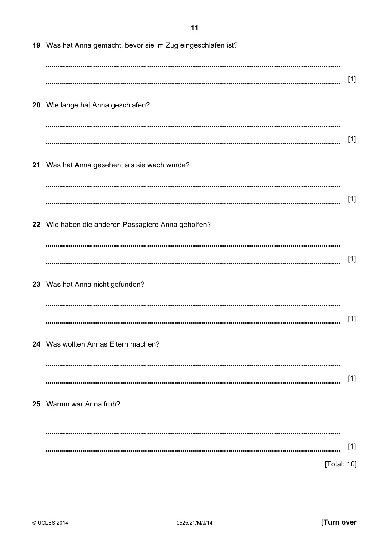 Cambridge IGCSE German - Foreign Language 0525 2014 May/June Paper 2 · Variant 1 question paper, page 11 of 20