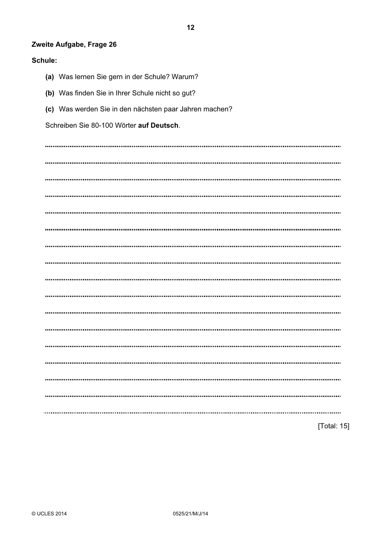 Cambridge IGCSE German - Foreign Language 0525 2014 May/June Paper 2 · Variant 1 question paper, page 12 of 20