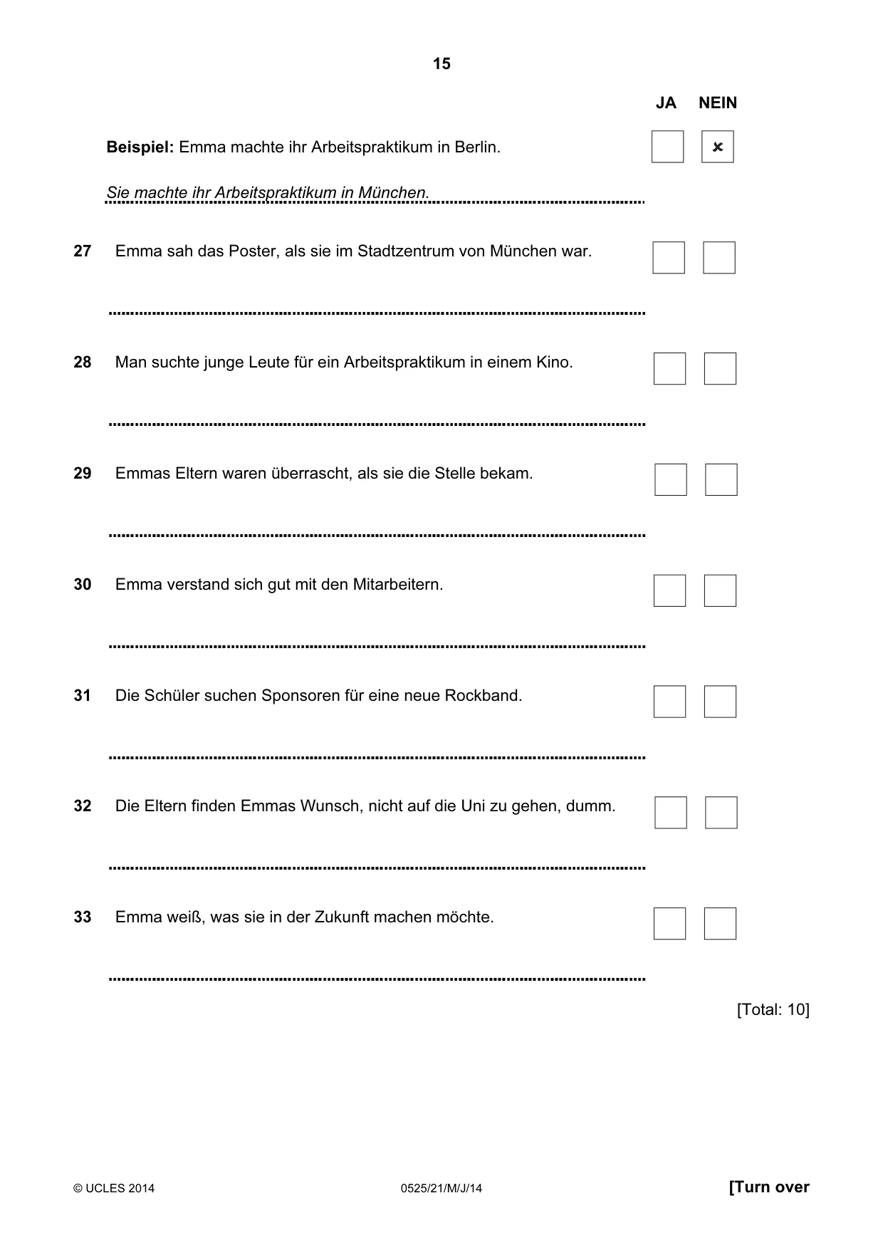 Cambridge IGCSE German - Foreign Language 0525 2014 May/June Paper 2 · Variant 1 question paper, page 15 of 20