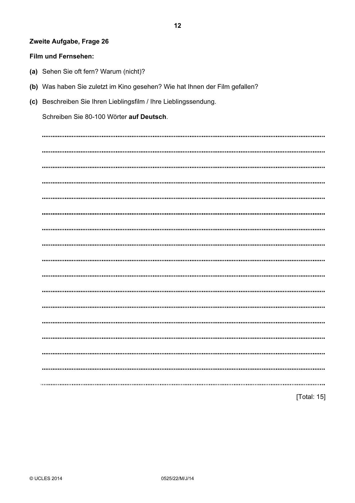 Cambridge IGCSE German - Foreign Language 0525 2014 May/June Paper 2 · Variant 2 question paper, page 12 of 20