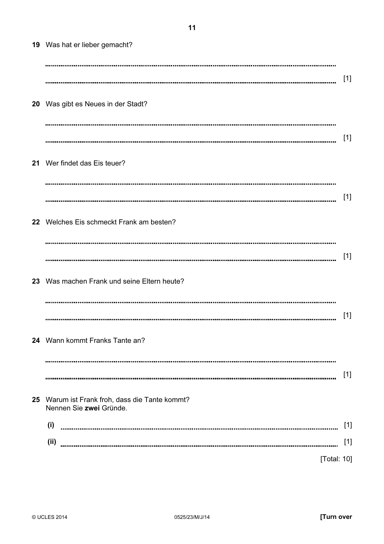 Cambridge IGCSE German - Foreign Language 0525 2014 May/June Paper 2 · Variant 3 question paper, page 11 of 20