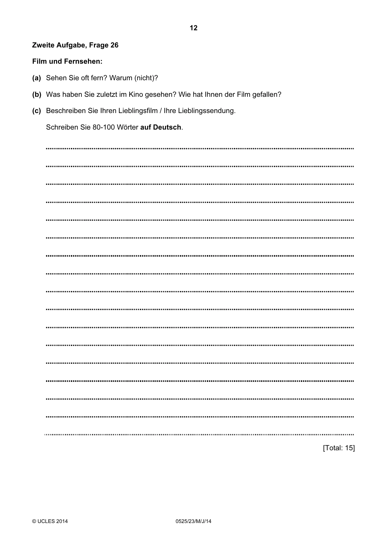 Cambridge IGCSE German - Foreign Language 0525 2014 May/June Paper 2 · Variant 3 question paper, page 12 of 20