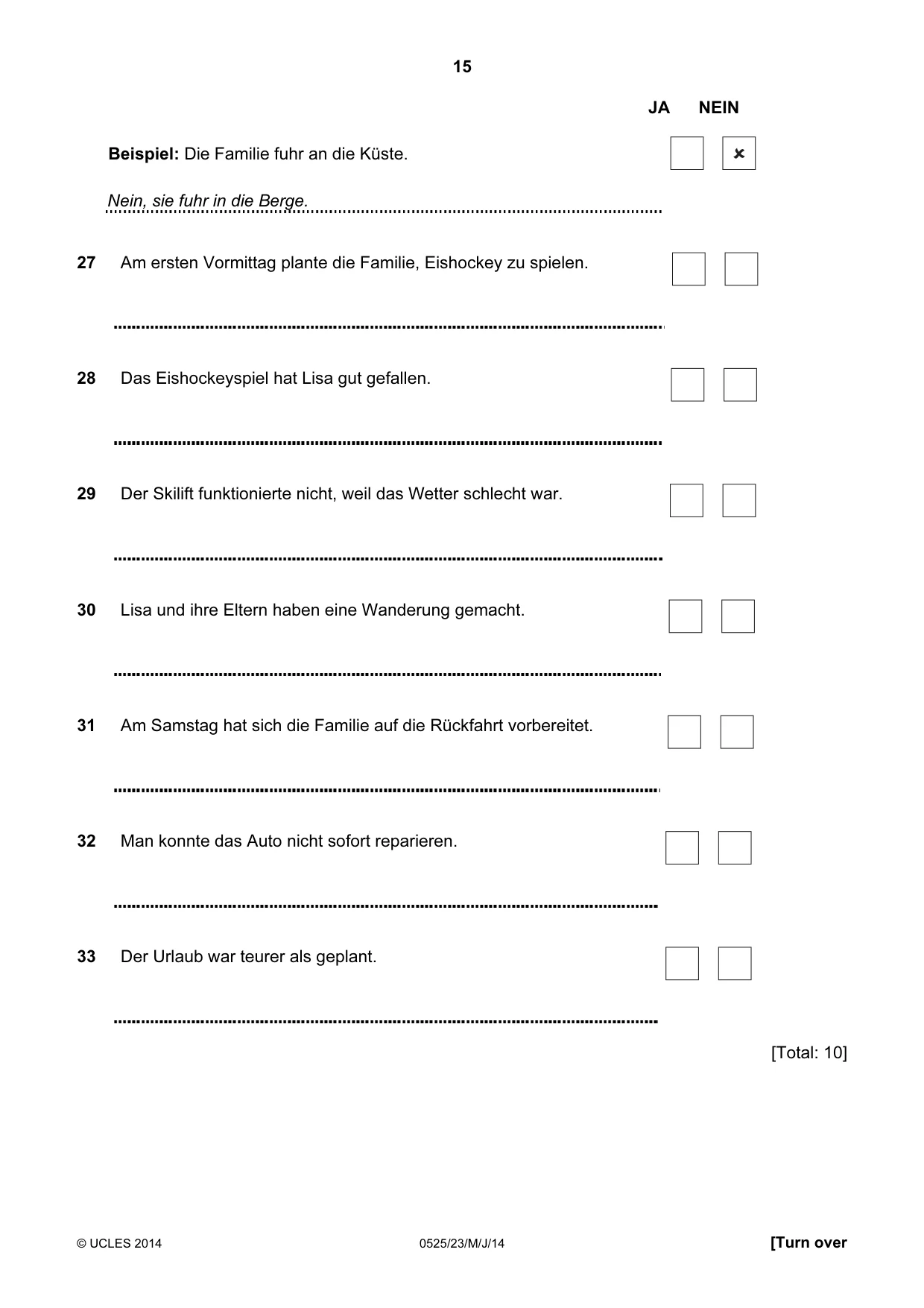 Cambridge IGCSE German - Foreign Language 0525 2014 May/June Paper 2 · Variant 3 question paper, page 15 of 20