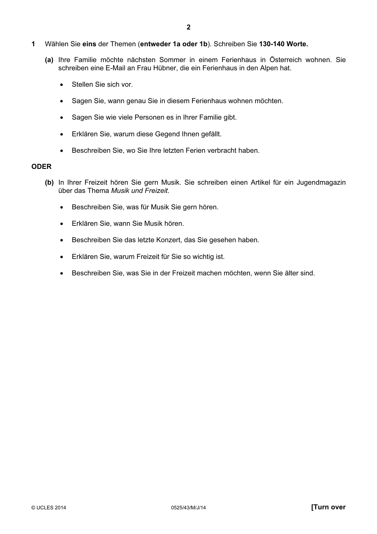 Cambridge IGCSE German - Foreign Language 0525 2014 May/June Paper 4 · Variant 3 question paper, page 2 of 4
