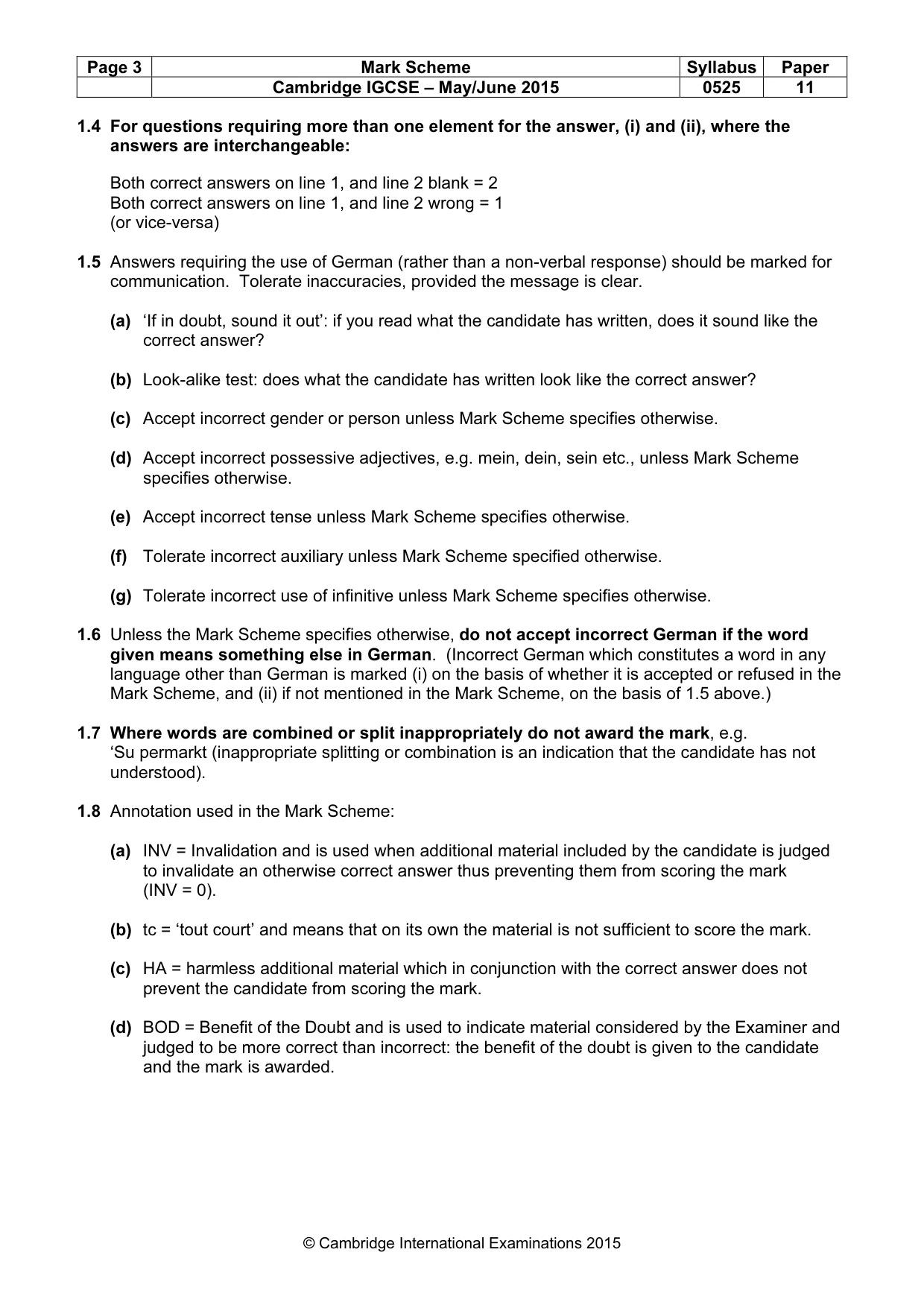 Mark scheme, page 3 of 9