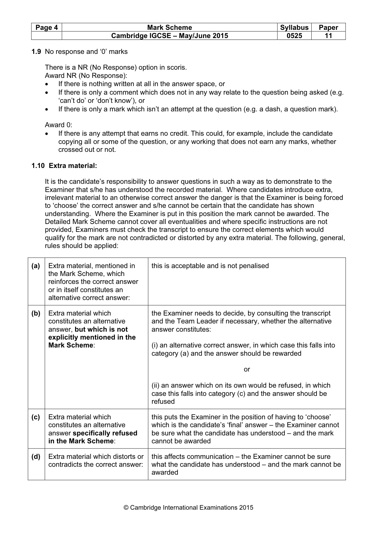 Mark scheme, page 4 of 9