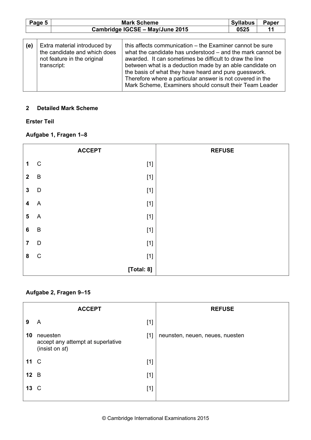 Mark scheme, page 5 of 9