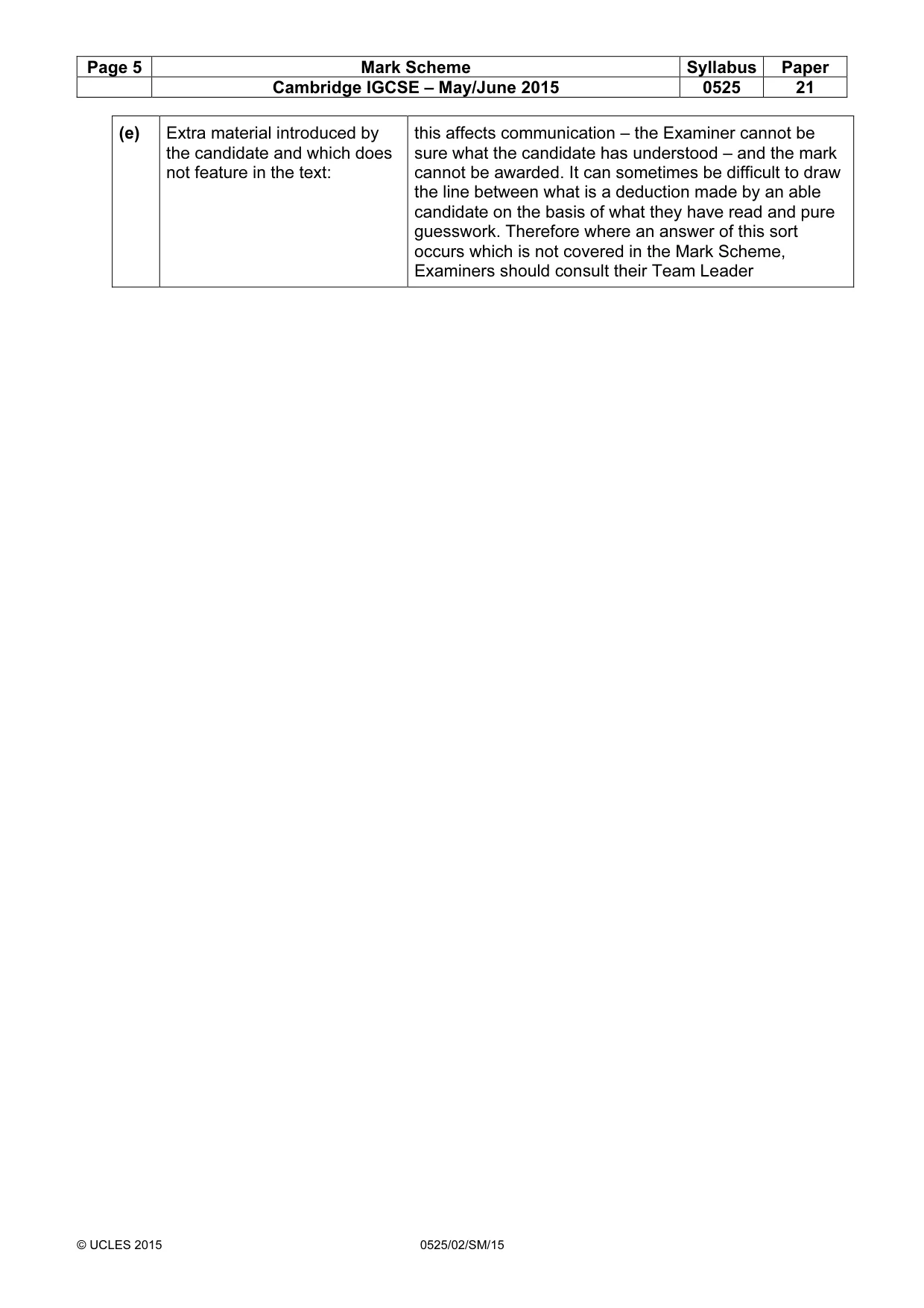 Mark scheme, page 5 of 10