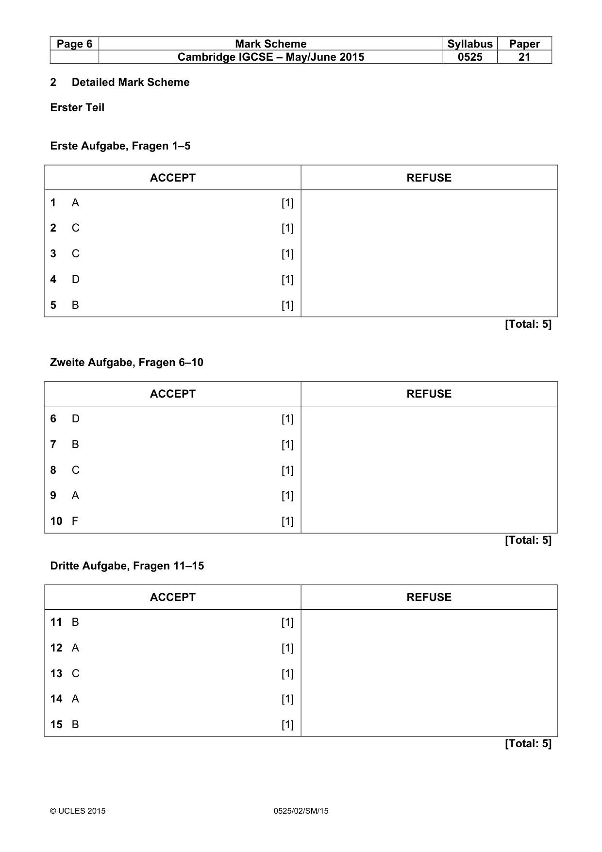 Mark scheme, page 6 of 10