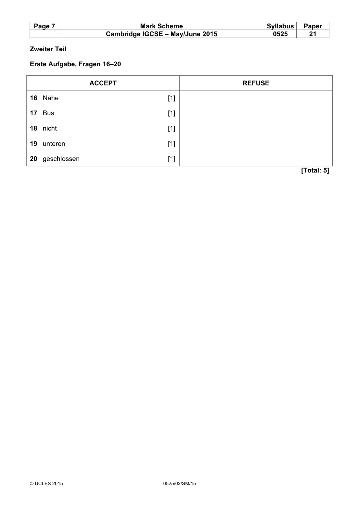 Mark scheme, page 7 of 10