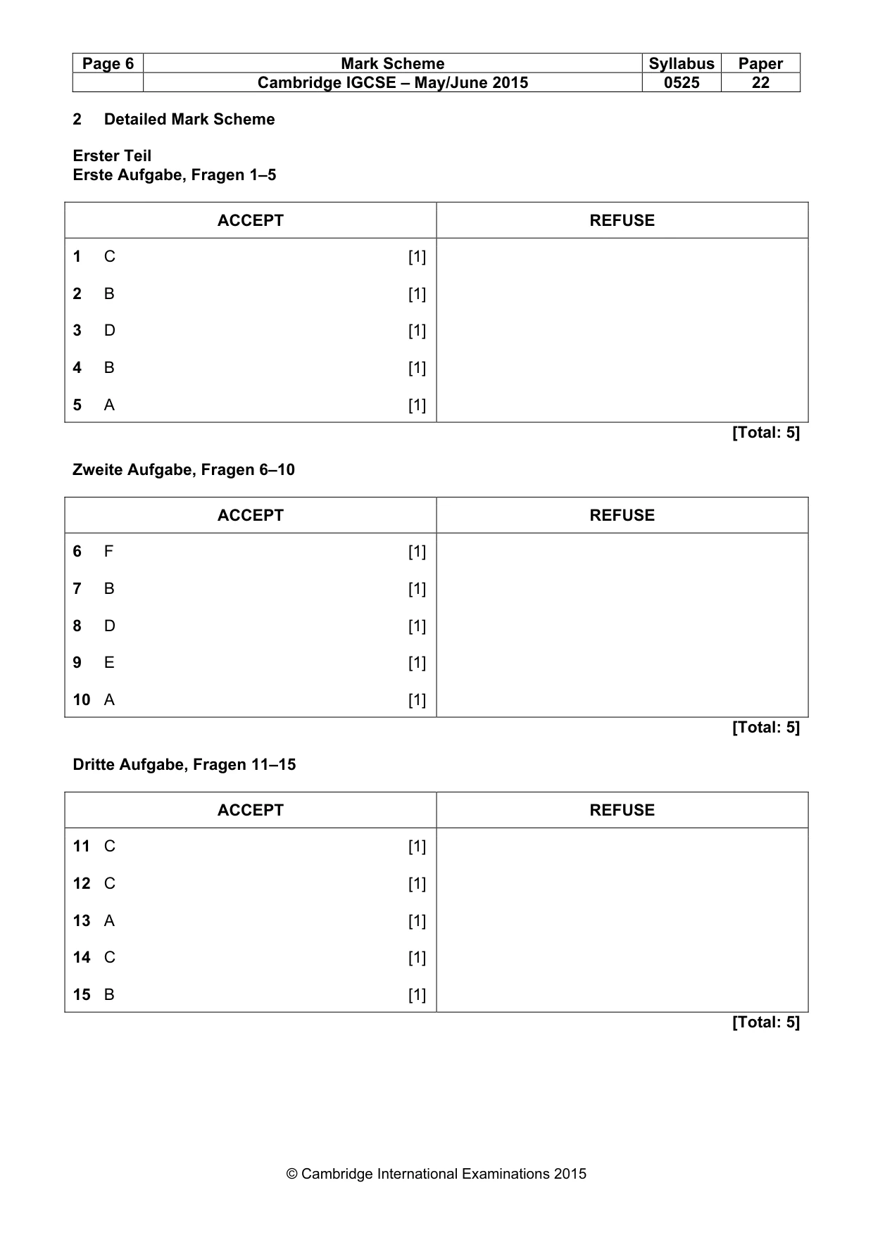 Mark scheme, page 6 of 12