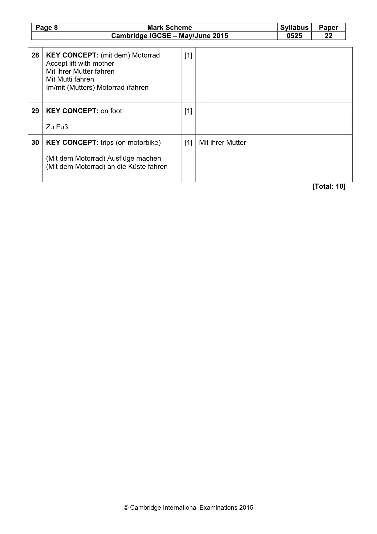 Mark scheme, page 8 of 12