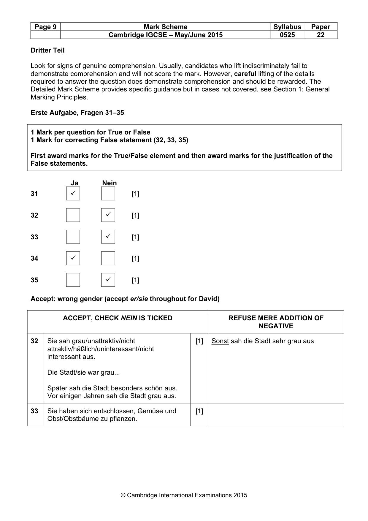 Mark scheme, page 9 of 12