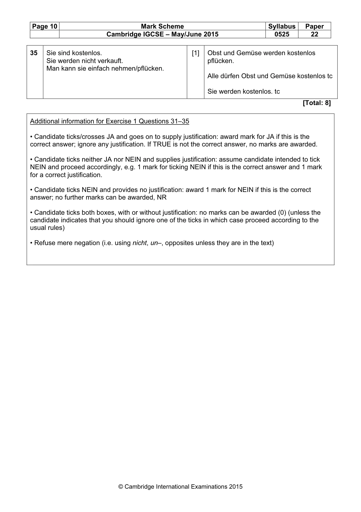 Mark scheme, page 10 of 12
