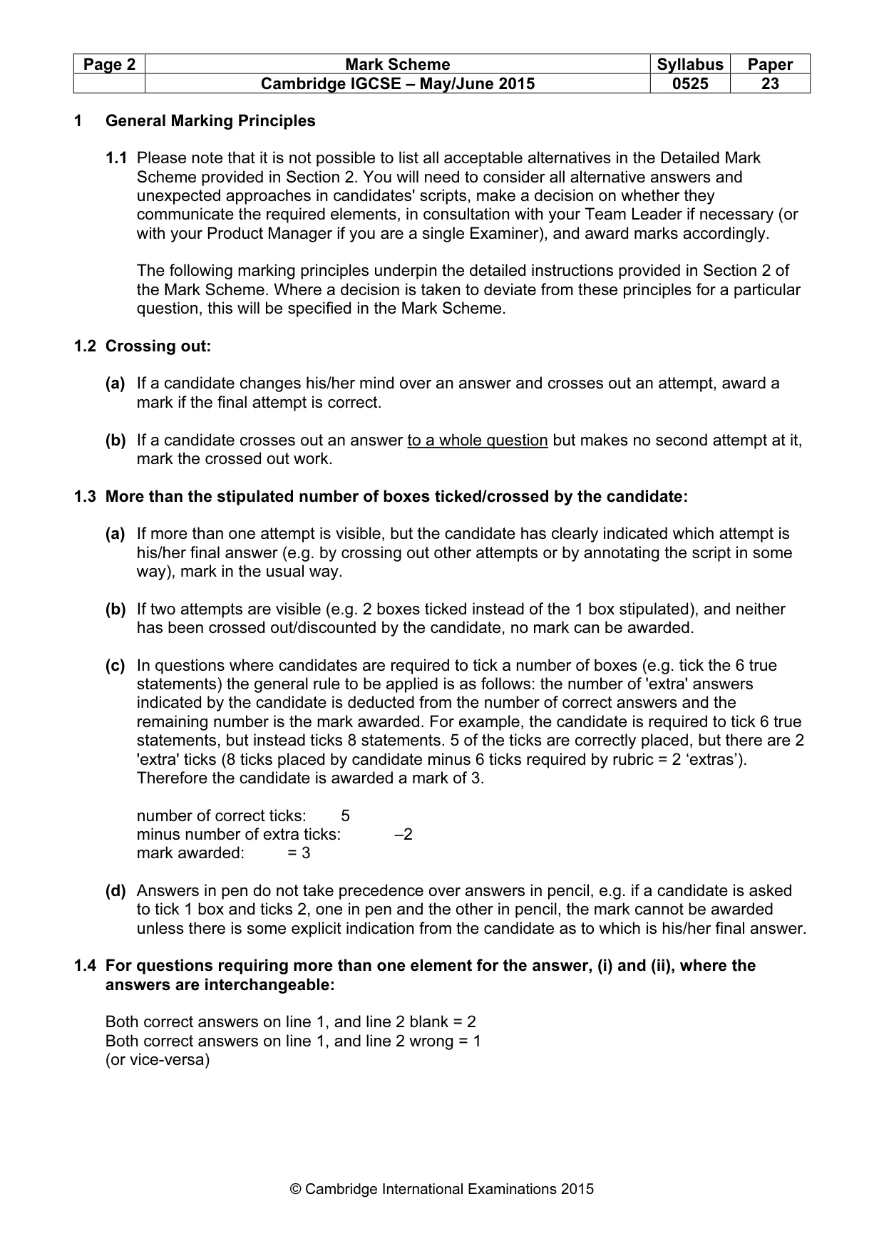 Mark scheme, page 2 of 9