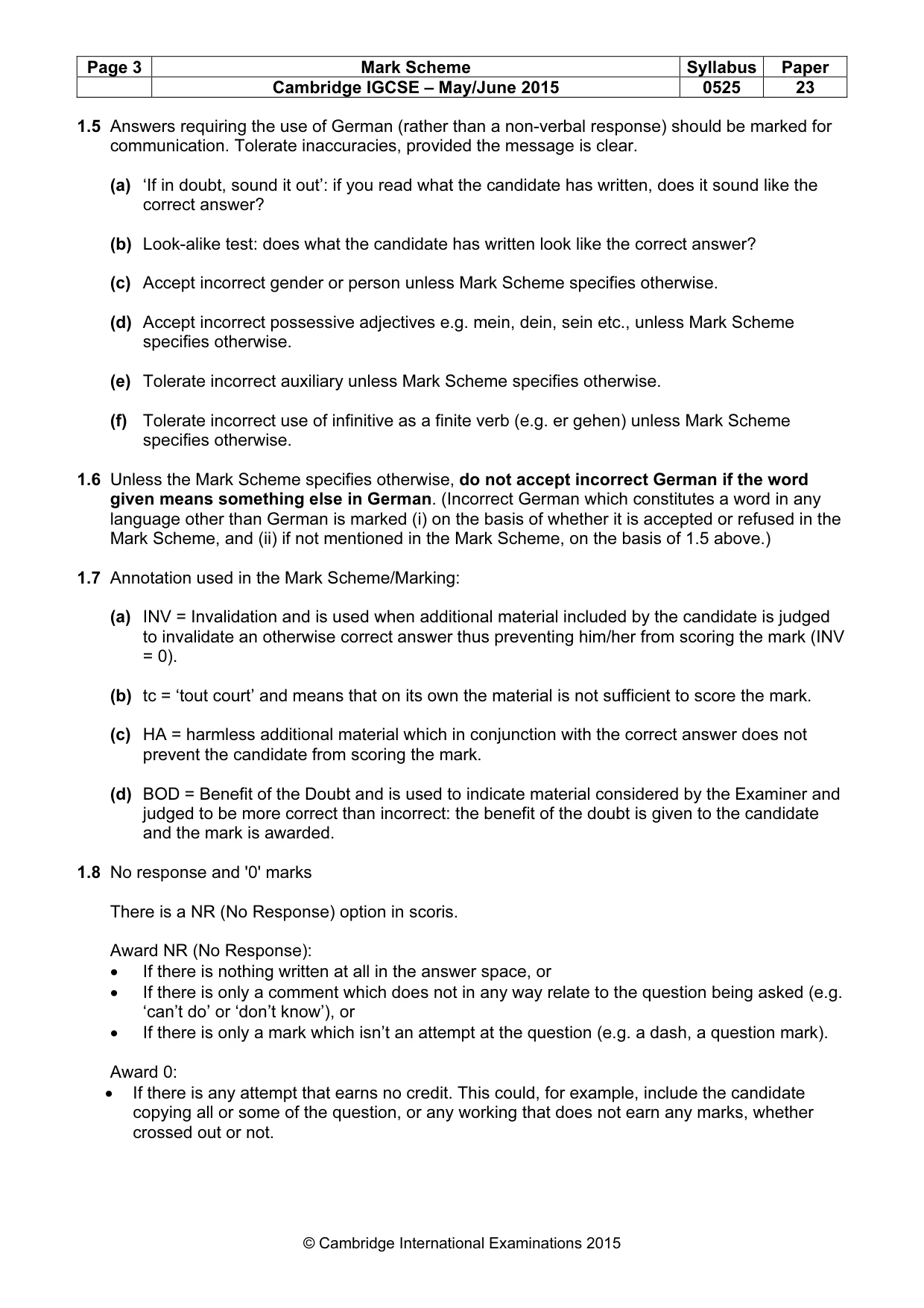 Mark scheme, page 3 of 9
