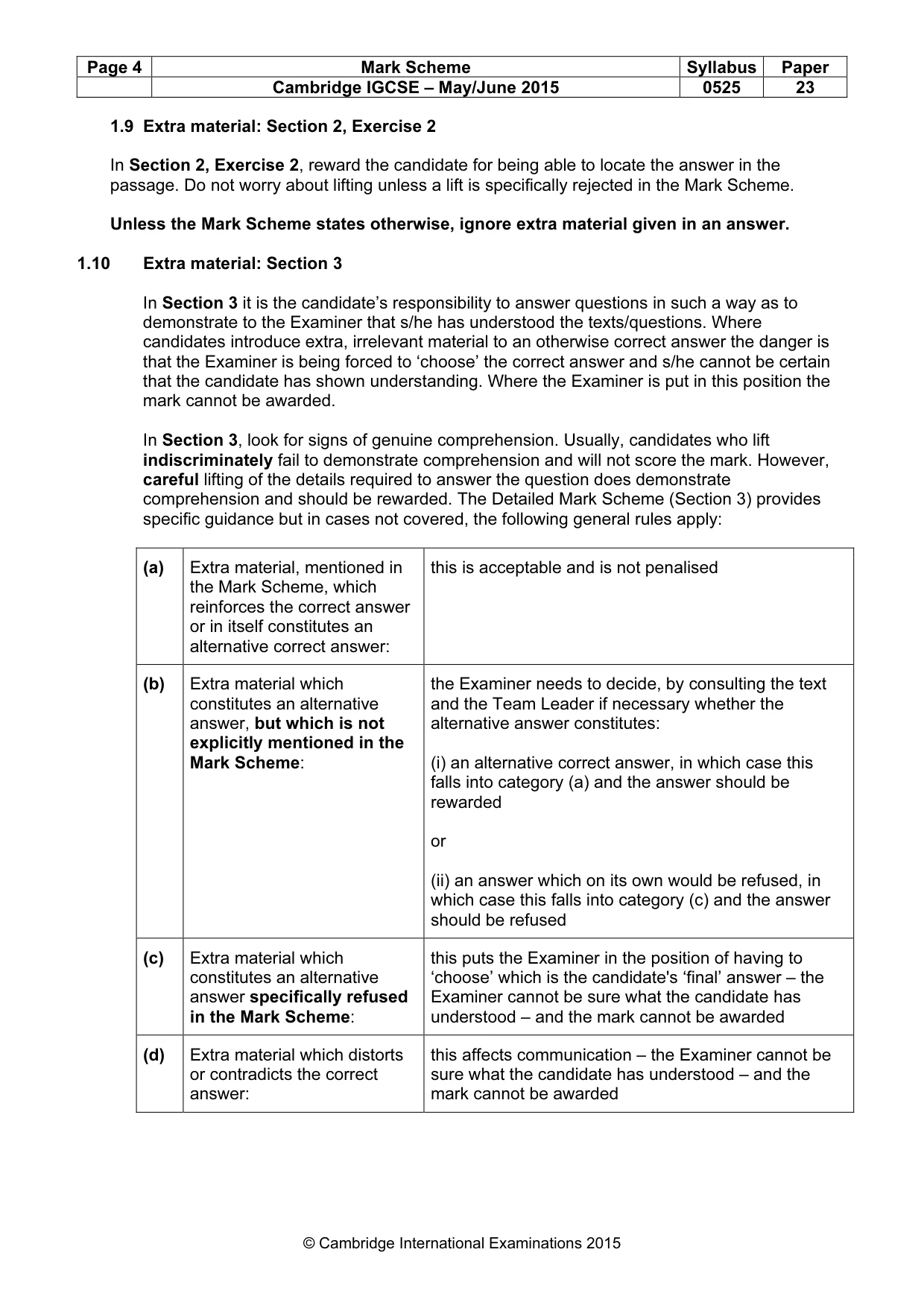 Mark scheme, page 4 of 9