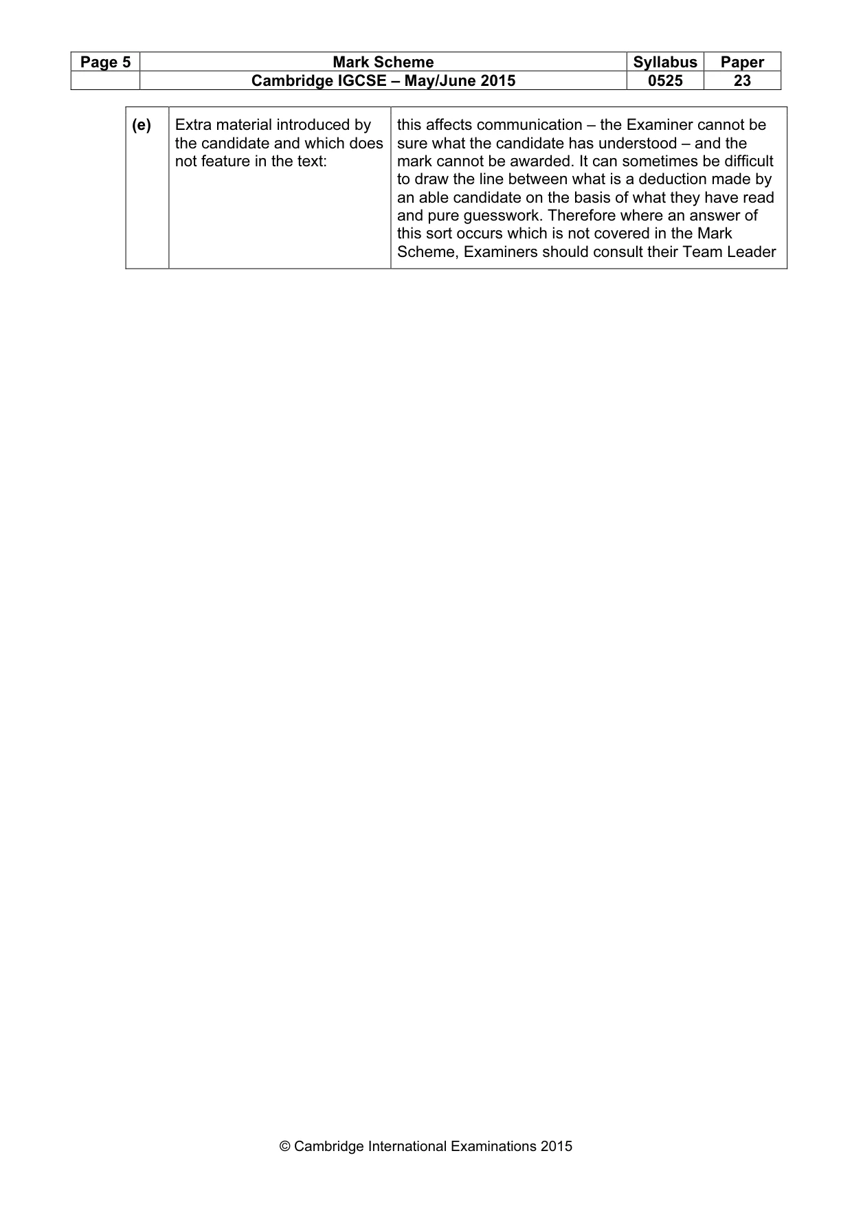 Mark scheme, page 5 of 9