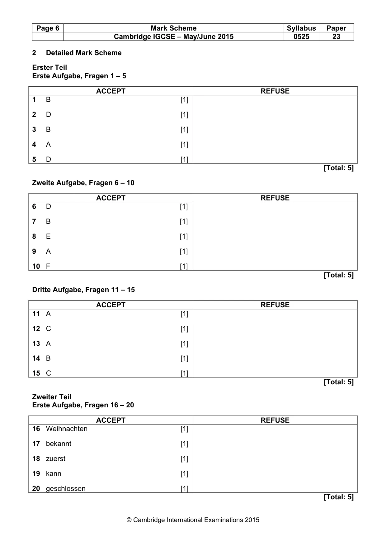 Mark scheme, page 6 of 9