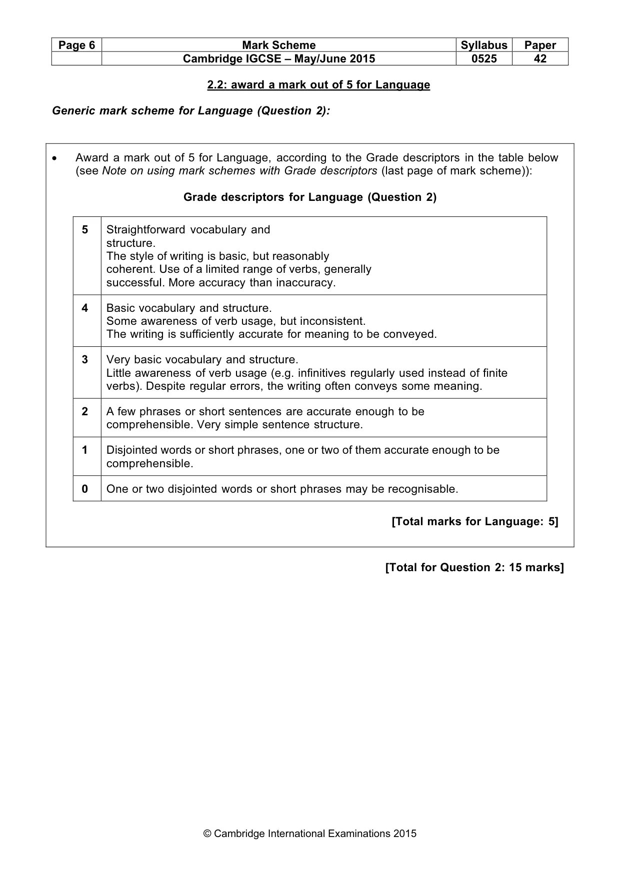 Mark scheme, page 6 of 20