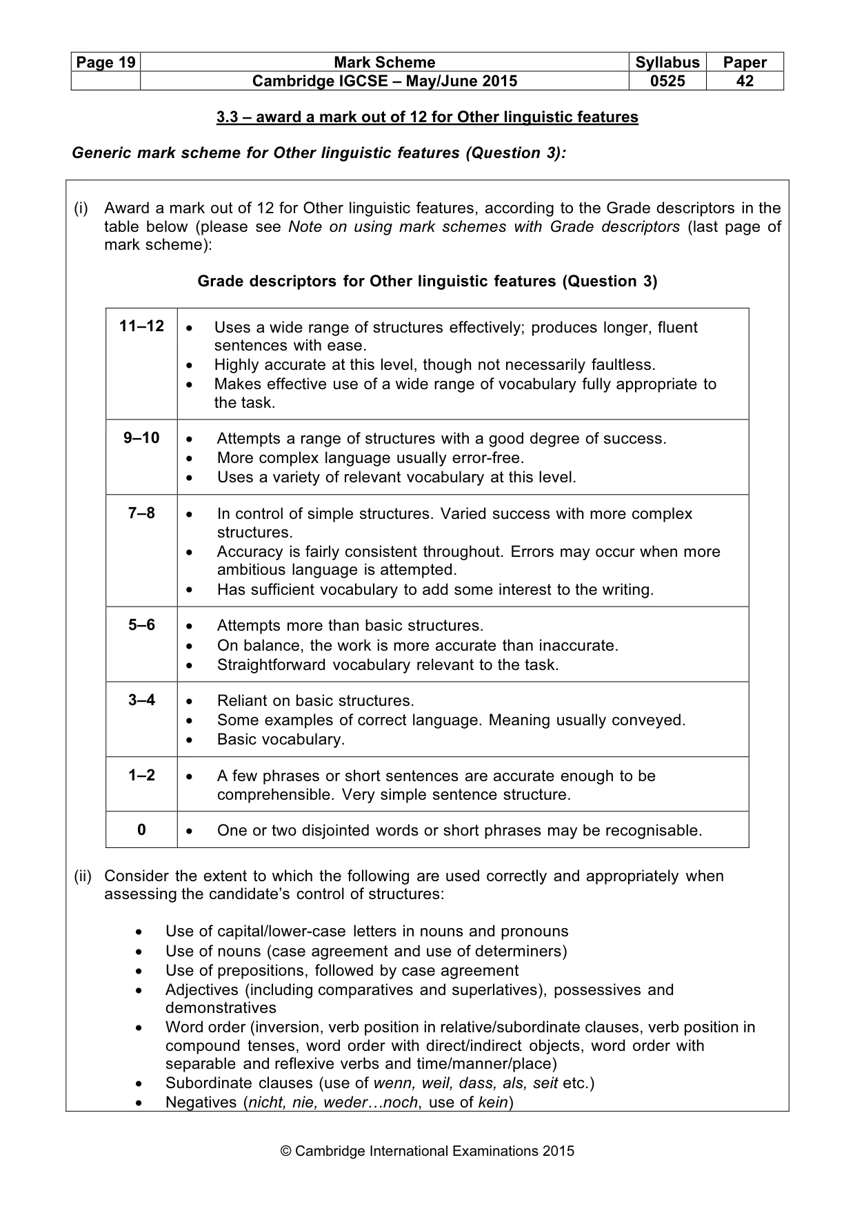 Mark scheme, page 19 of 20
