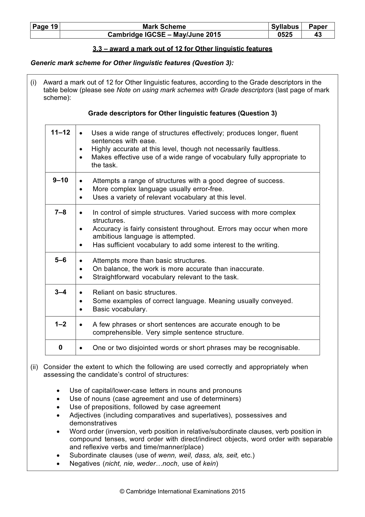 Mark scheme, page 19 of 20