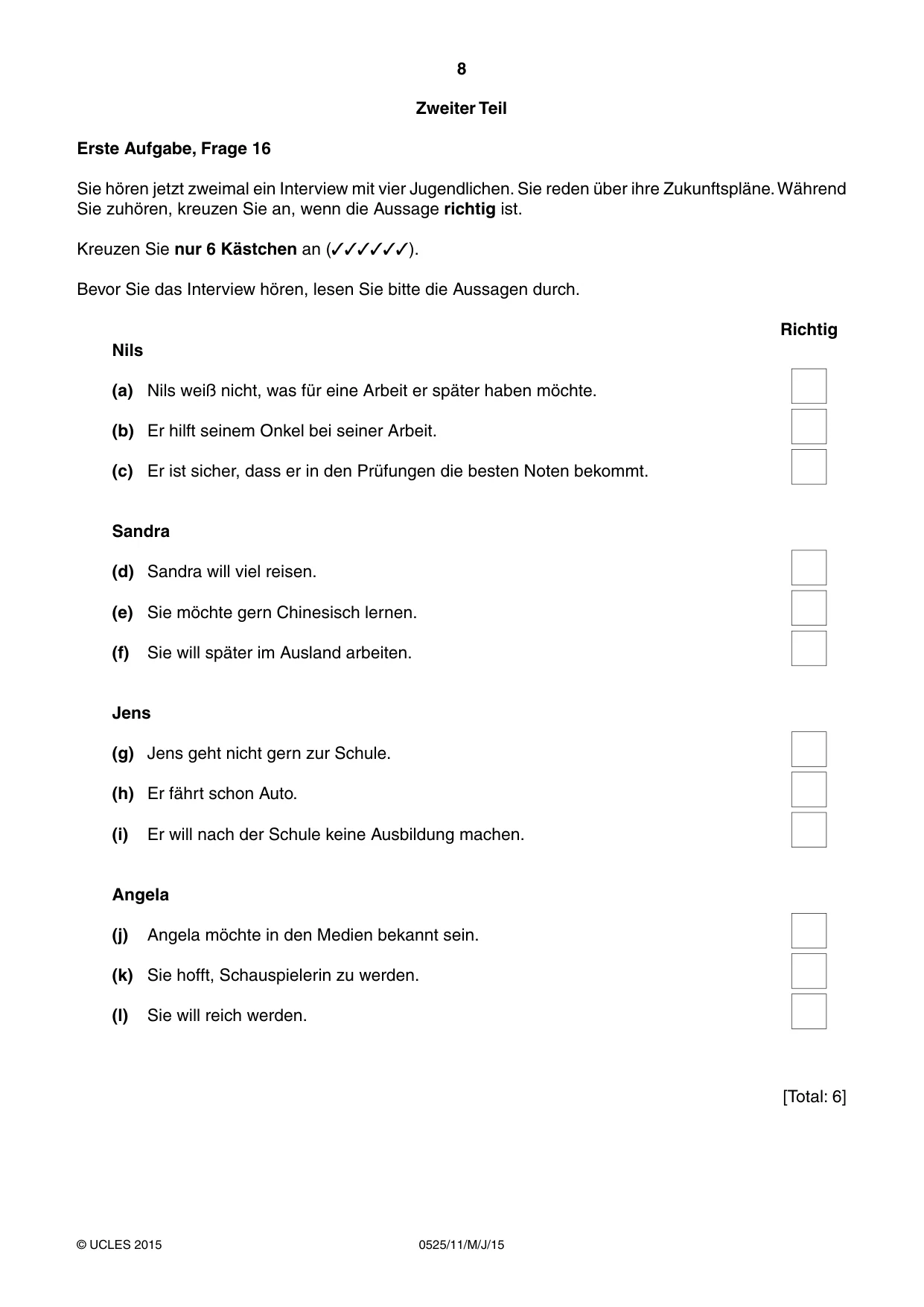 Cambridge IGCSE German - Foreign Language 0525 2015 May/June Paper 1 · Variant 1 question paper, page 8 of 16