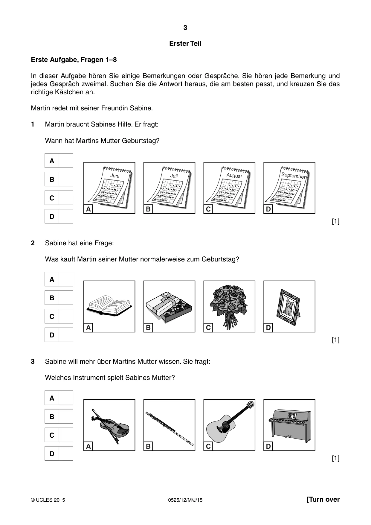 Cambridge IGCSE German - Foreign Language 0525 2015 May/June Paper 1 · Variant 2 question paper, page 3 of 16