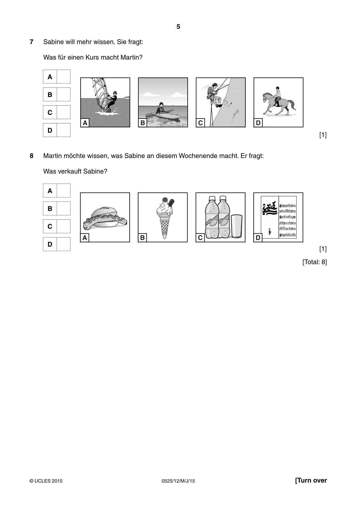 Cambridge IGCSE German - Foreign Language 0525 2015 May/June Paper 1 · Variant 2 question paper, page 5 of 16