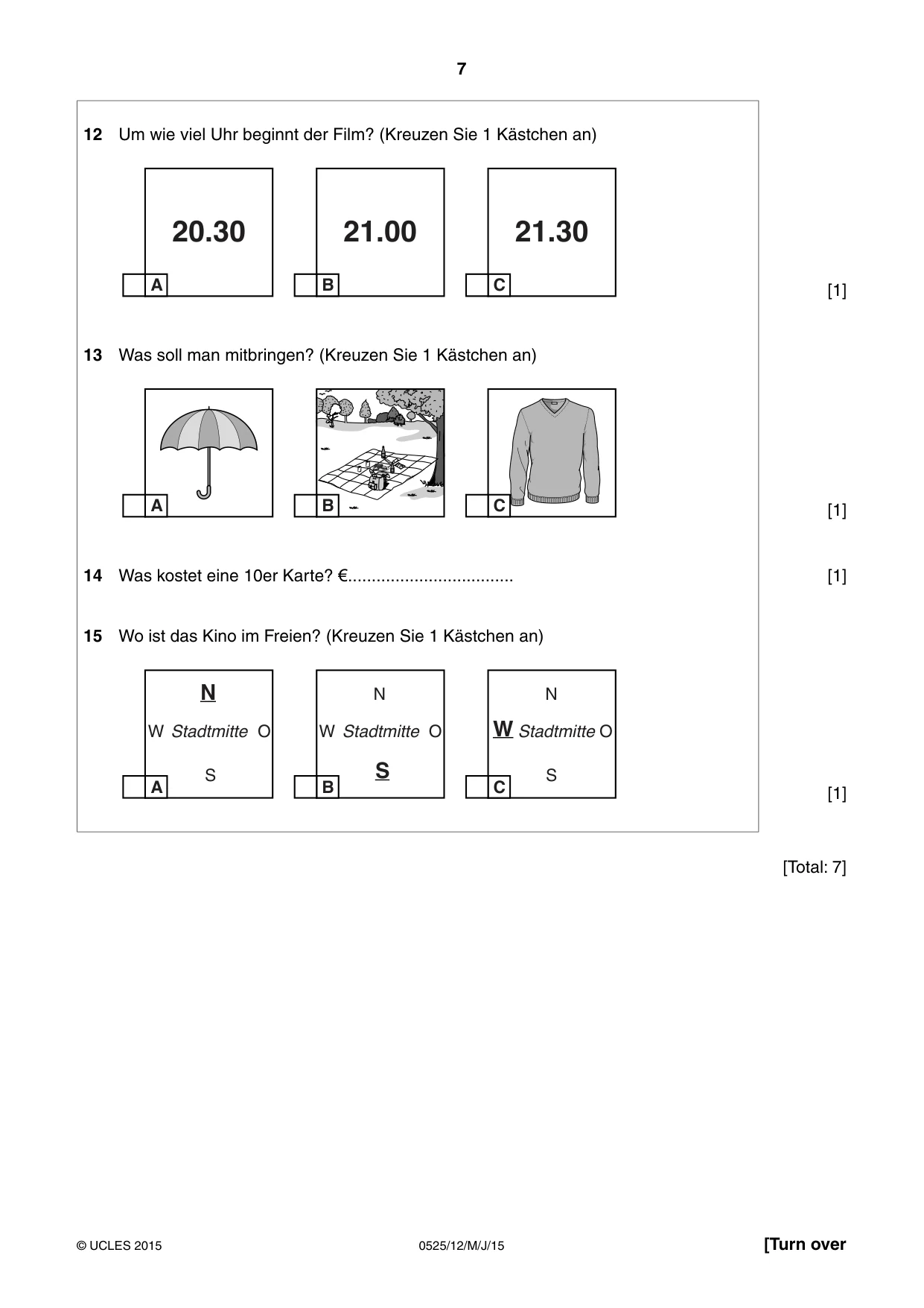 Cambridge IGCSE German - Foreign Language 0525 2015 May/June Paper 1 · Variant 2 question paper, page 7 of 16