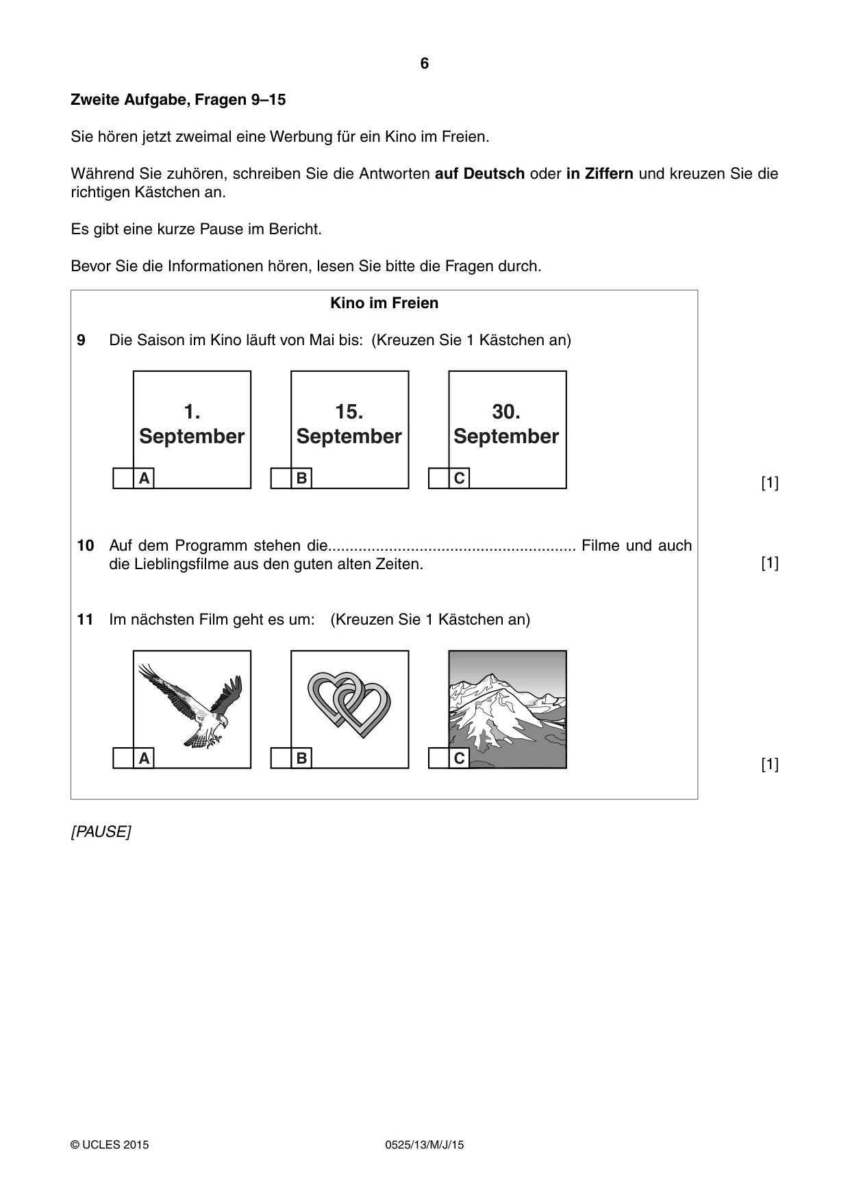 Cambridge IGCSE German - Foreign Language 0525 2015 May/June Paper 1 · Variant 3 question paper, page 6 of 16