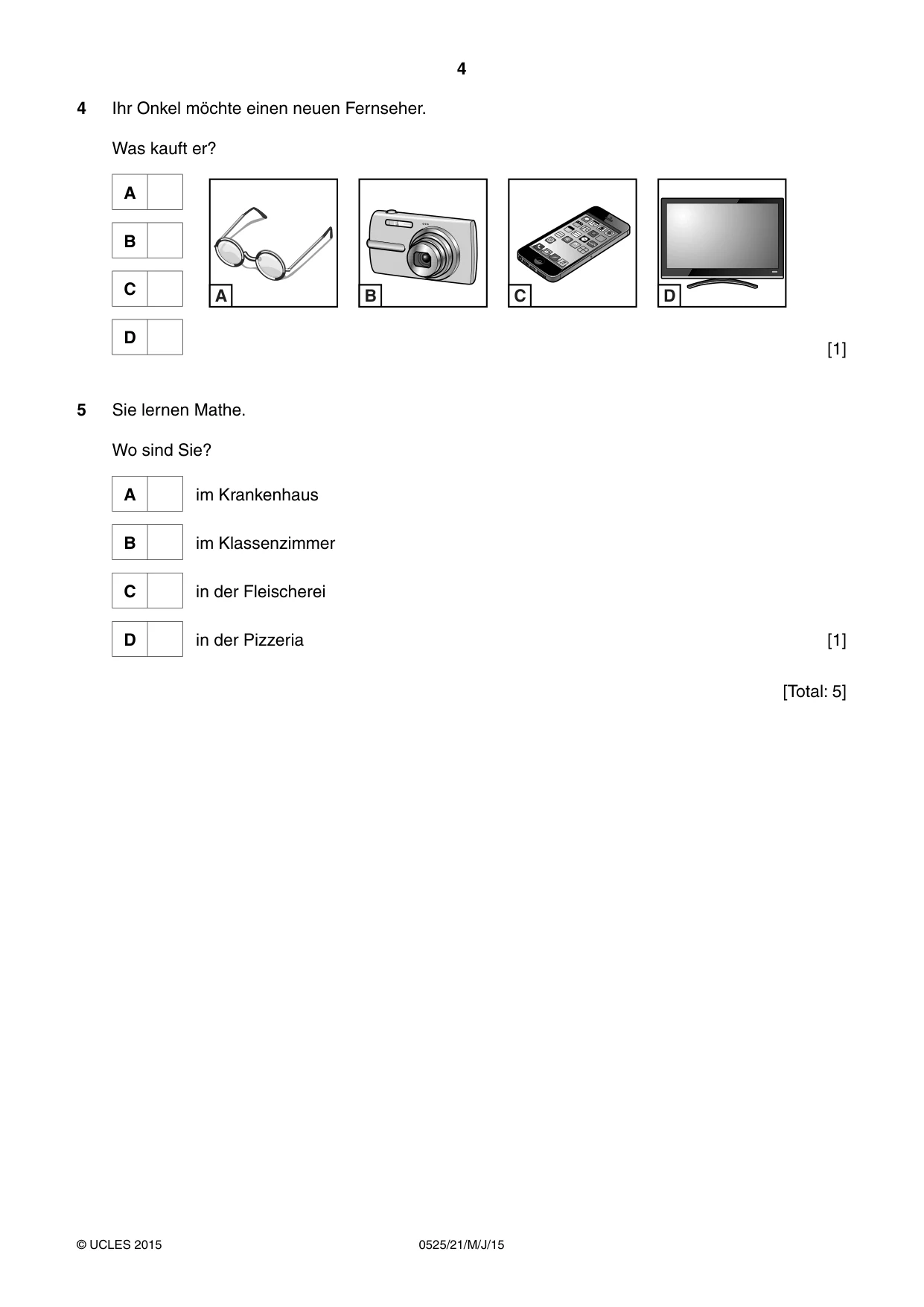 Cambridge IGCSE German - Foreign Language 0525 2015 May/June Paper 2 · Variant 1 question paper, page 4 of 16