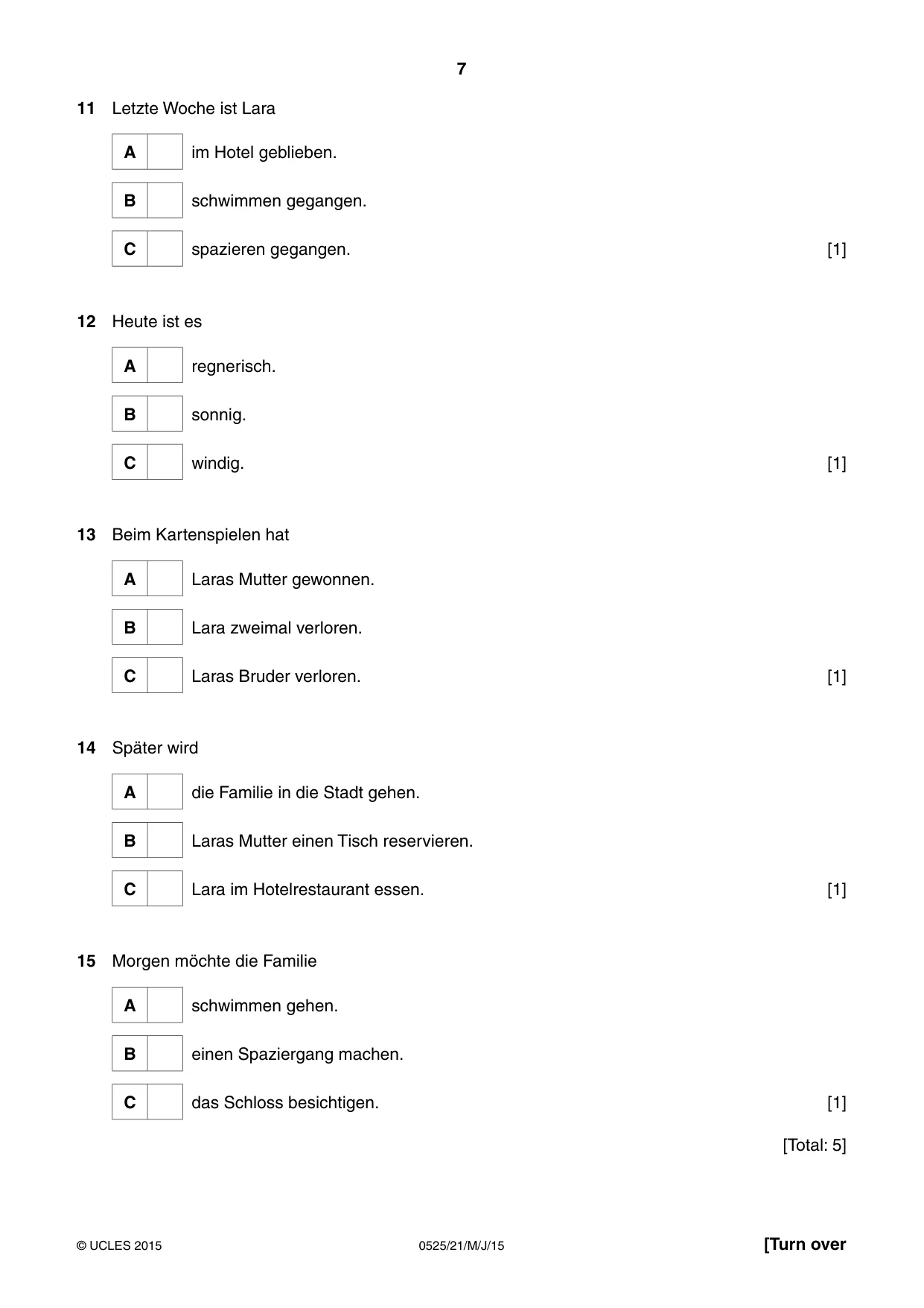 Cambridge IGCSE German - Foreign Language 0525 2015 May/June Paper 2 · Variant 1 question paper, page 7 of 16