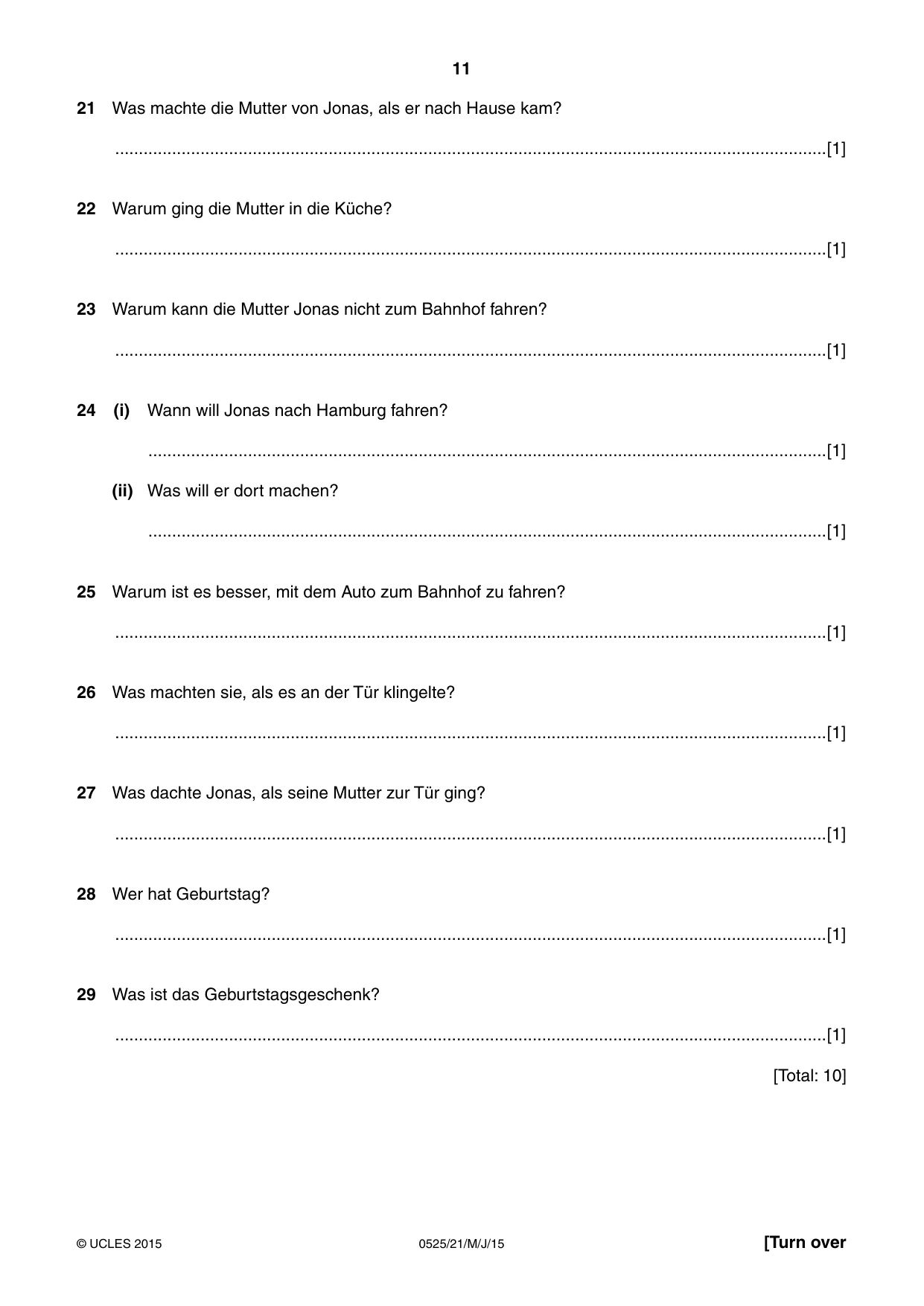 Cambridge IGCSE German - Foreign Language 0525 2015 May/June Paper 2 · Variant 1 question paper, page 11 of 16